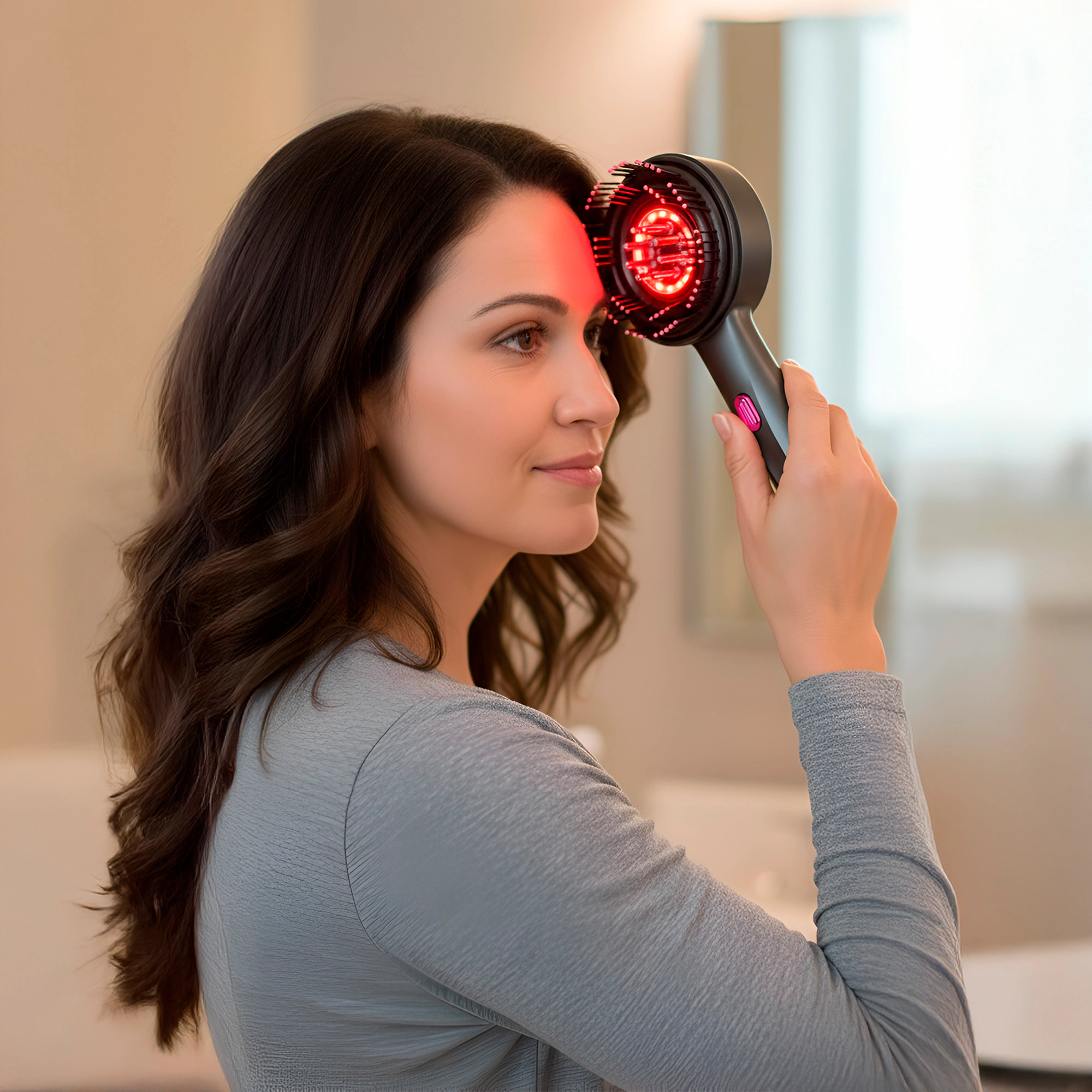Pursonic Unisex 3-in-1 LED Therapy Scalp & Hair Treatment Brush: Red Light Growth Stimulating Massage Device