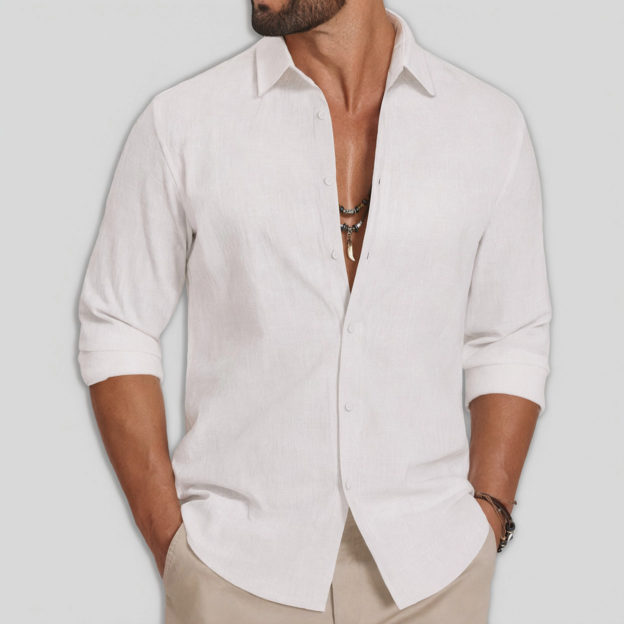 COOFANDY Mens Casual Long Sleeve Shirts  V Neck Button Down Collared Tops