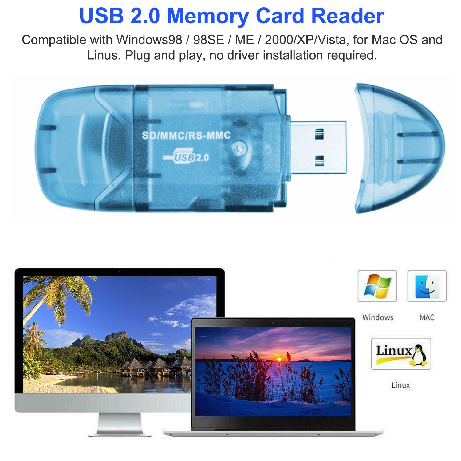 GBruno USB 2.0 High-Speed SD Memory Card Reader