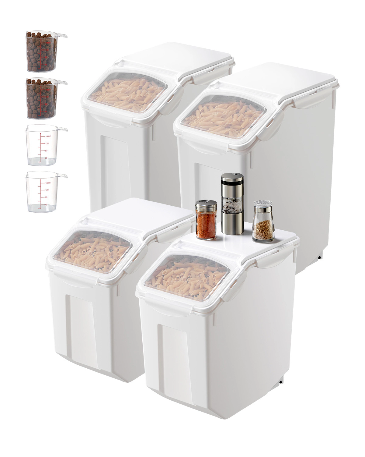 HONGGE Rice Storage Container Dog Food Dispenser Bin with Airtight Lid
