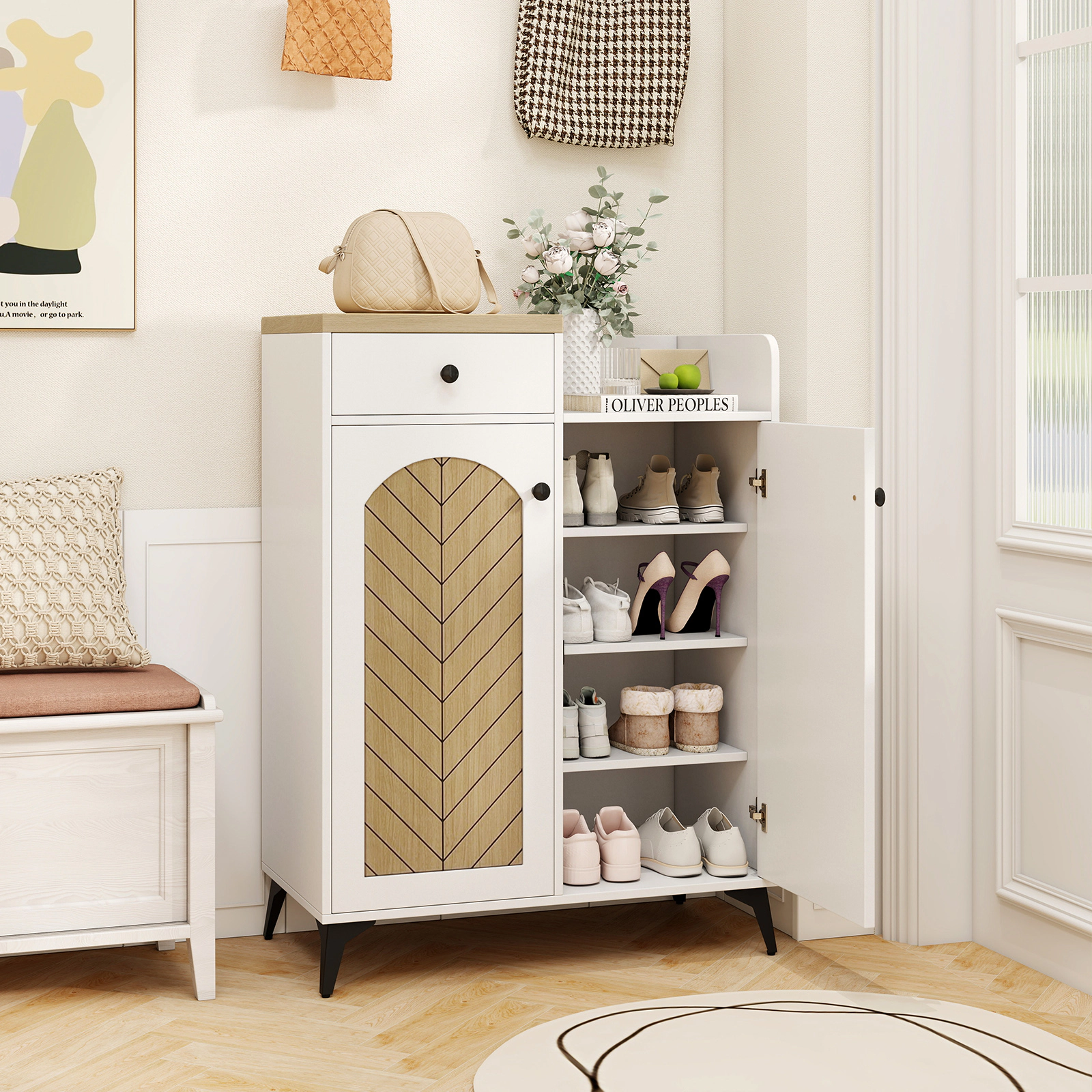 SlickBlue 6 Tier Shoe Storage Cabinet with Metal Legs