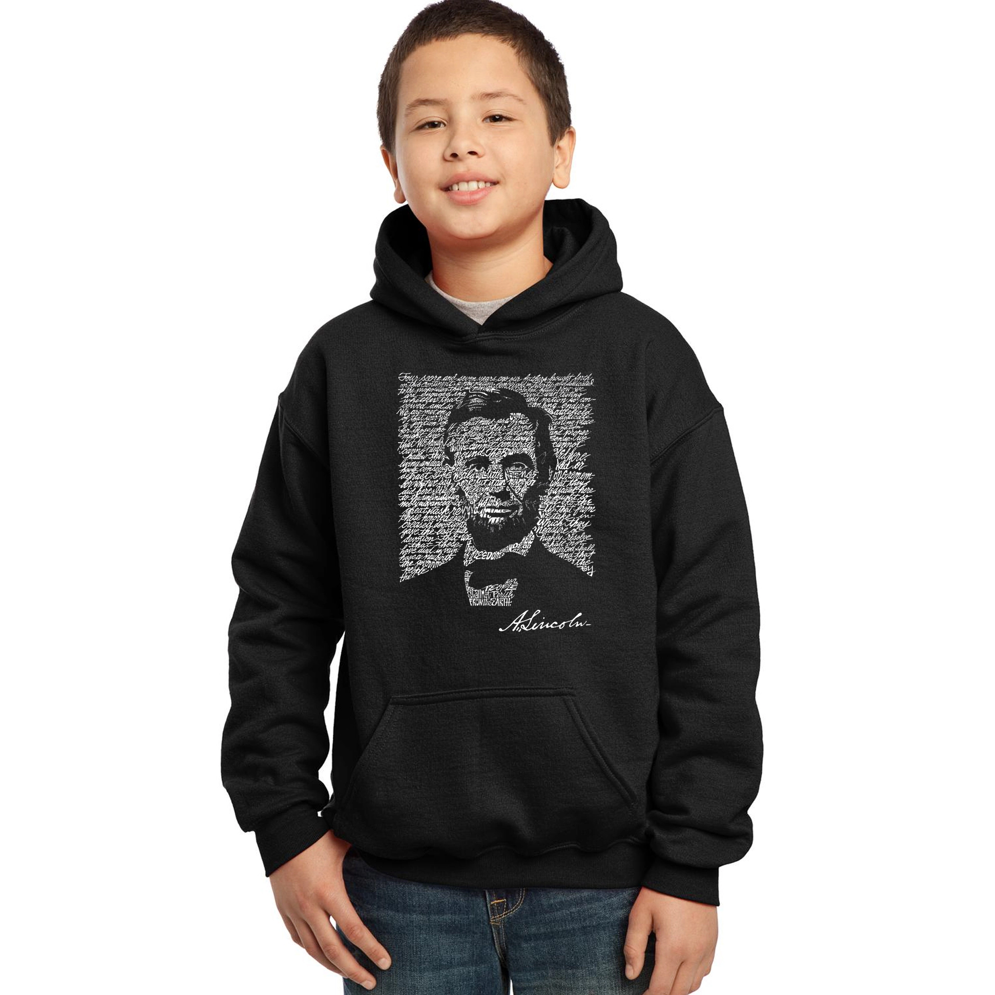LA Pop Art Boy's Word Hoodie - Abraham Lincoln