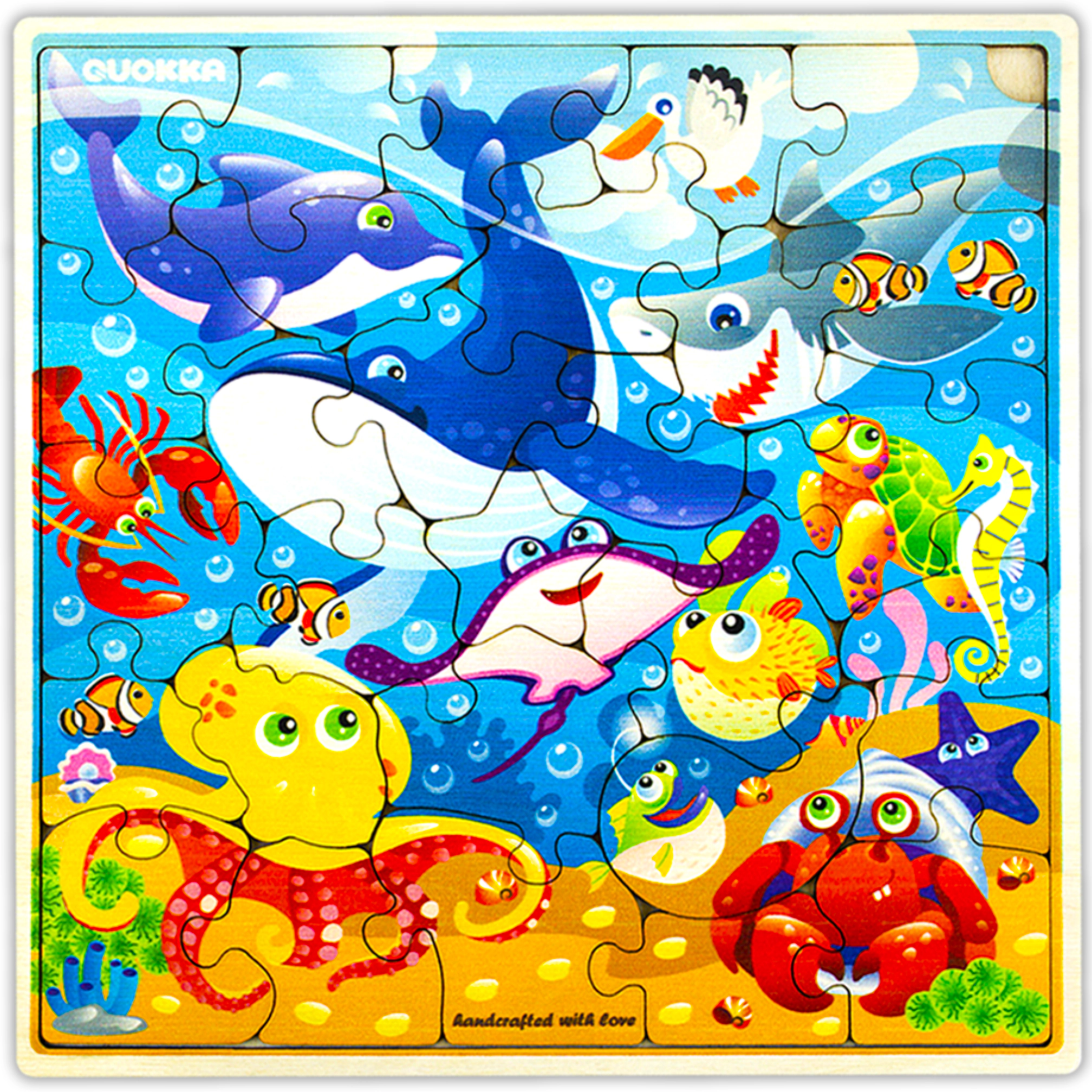 QUOKKA Wooden Jigsaw Puzzle for Kids Ages 3–8, 28-Piece with Illustrated Theme Design