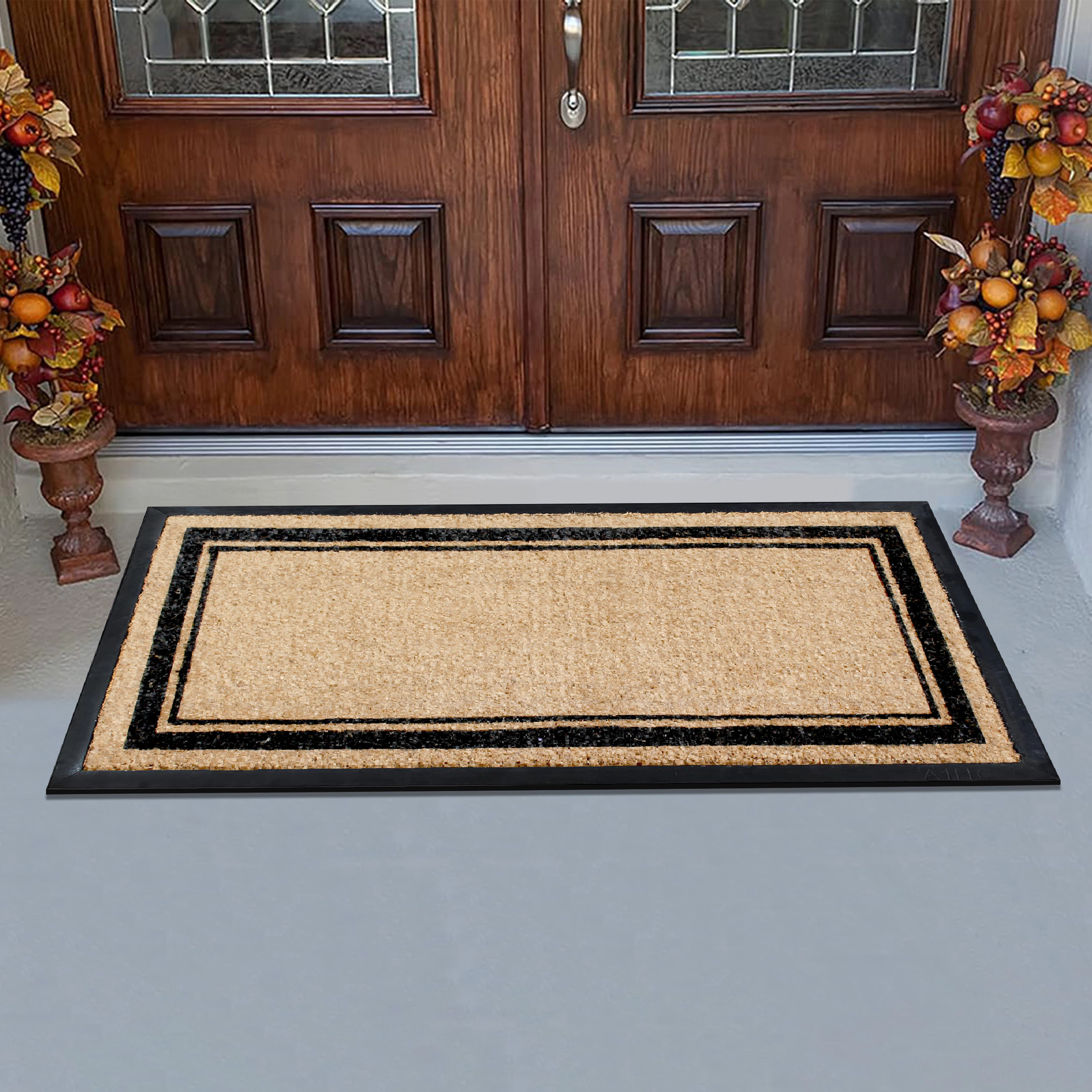 A1HC Coir and Rubber Door Mat 30x60 Inches Anti-Shed Fade-Resistant Markham Picture Frame Black