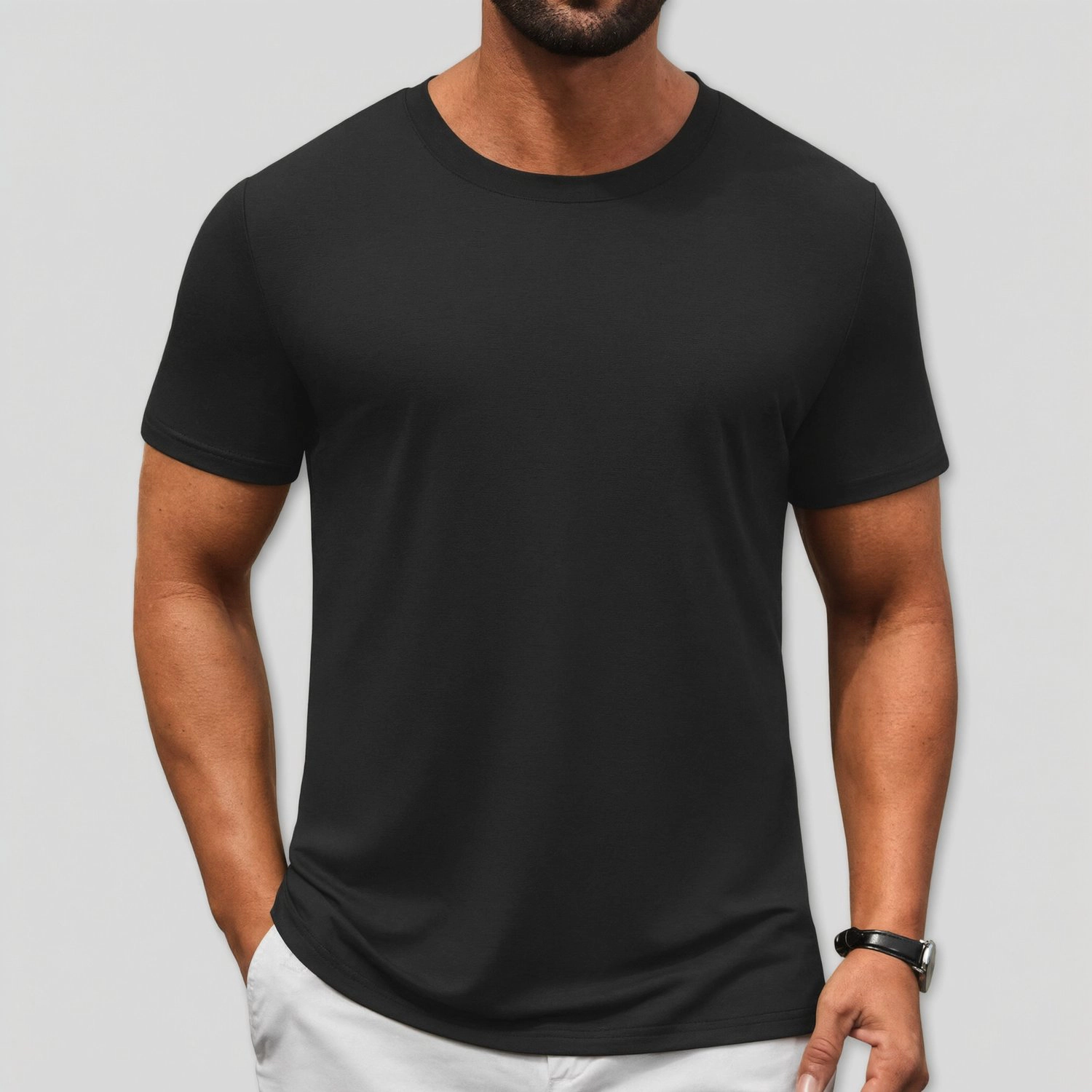 COOFANDY Mens Classic Short Sleeve T-Shirt Crew Neck Solid Color Casual  Tee