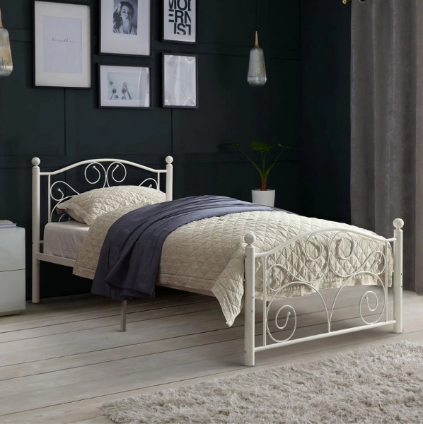 Homelegance Pallina Metal Platform Bed with Headboard and Footboard, White
