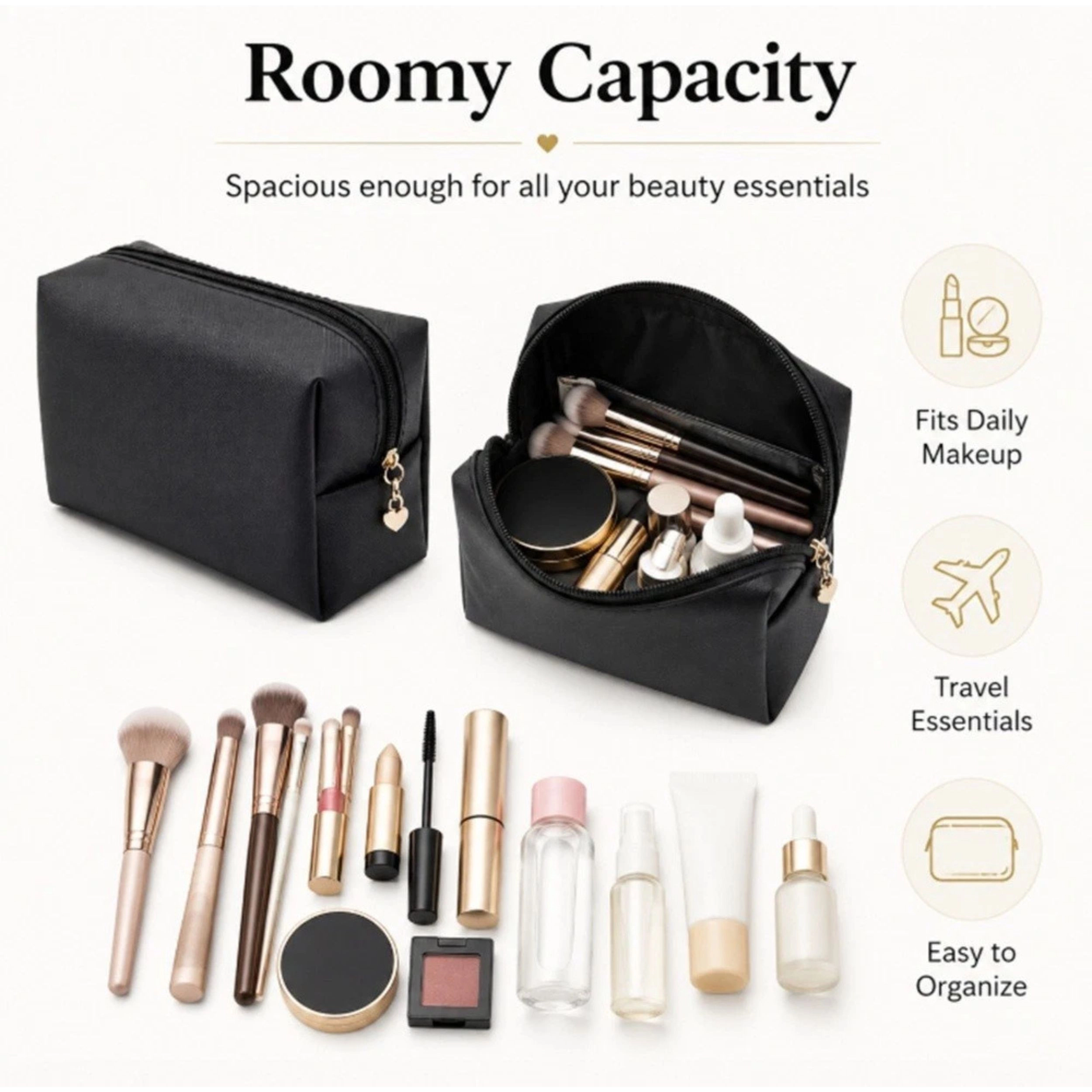 Home Collection PU Leather Waterproof Makeup Bag Cosmetic Toiletry Organizer Pouch