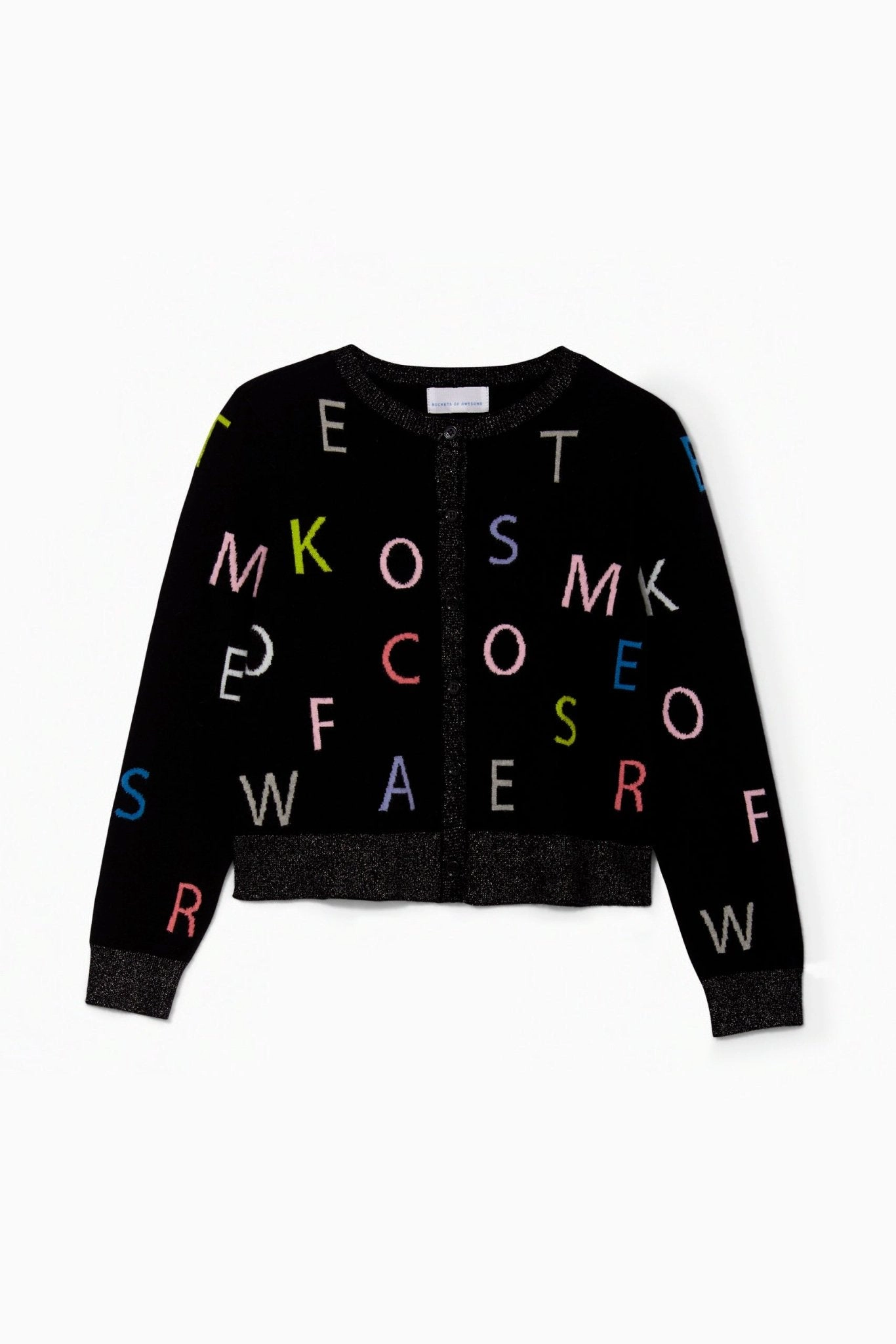 Rockets of Awesome Word Scramble Shimmer Cardigan for Girls