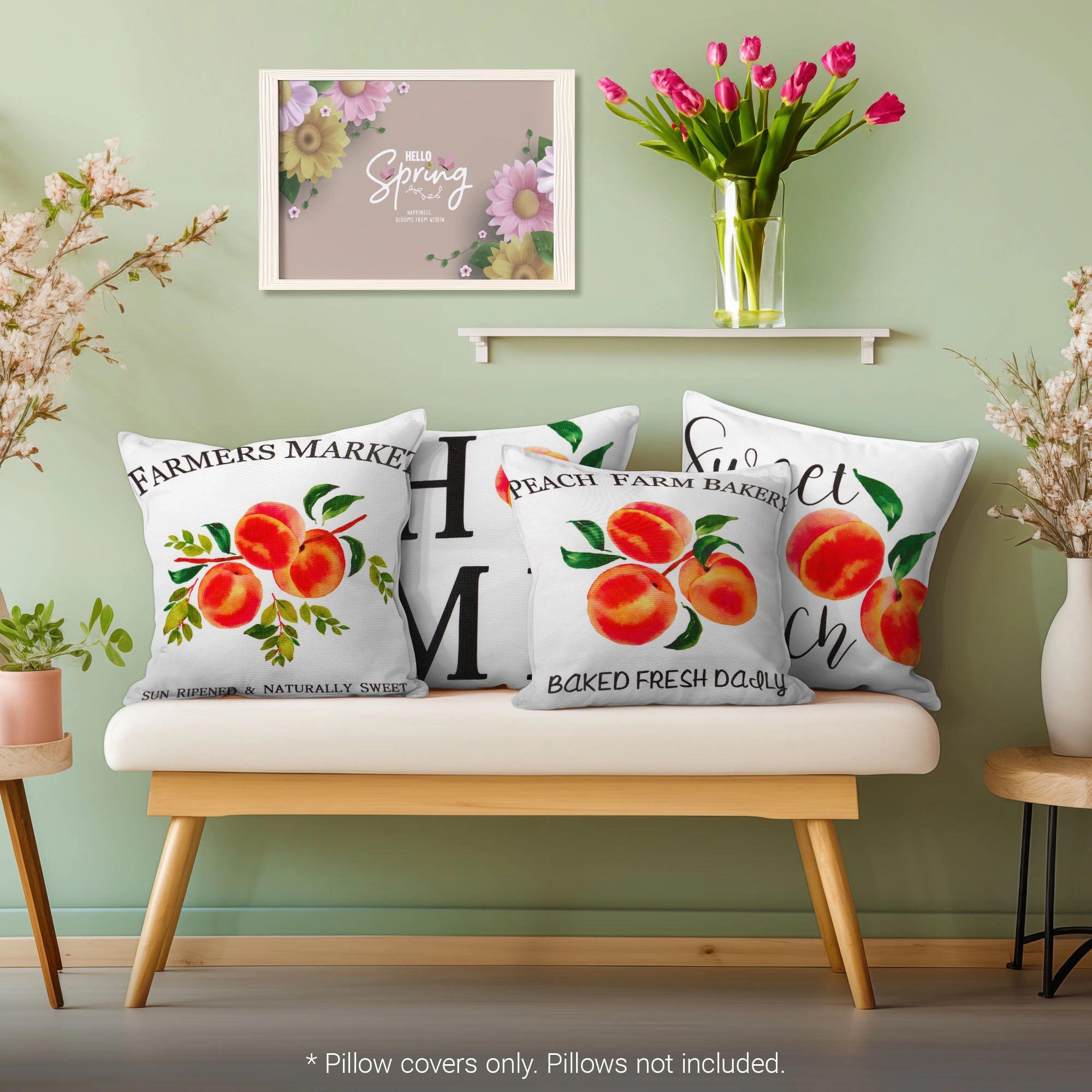 G128 Farmhouse Peach Decorative Throw Pillow Covers