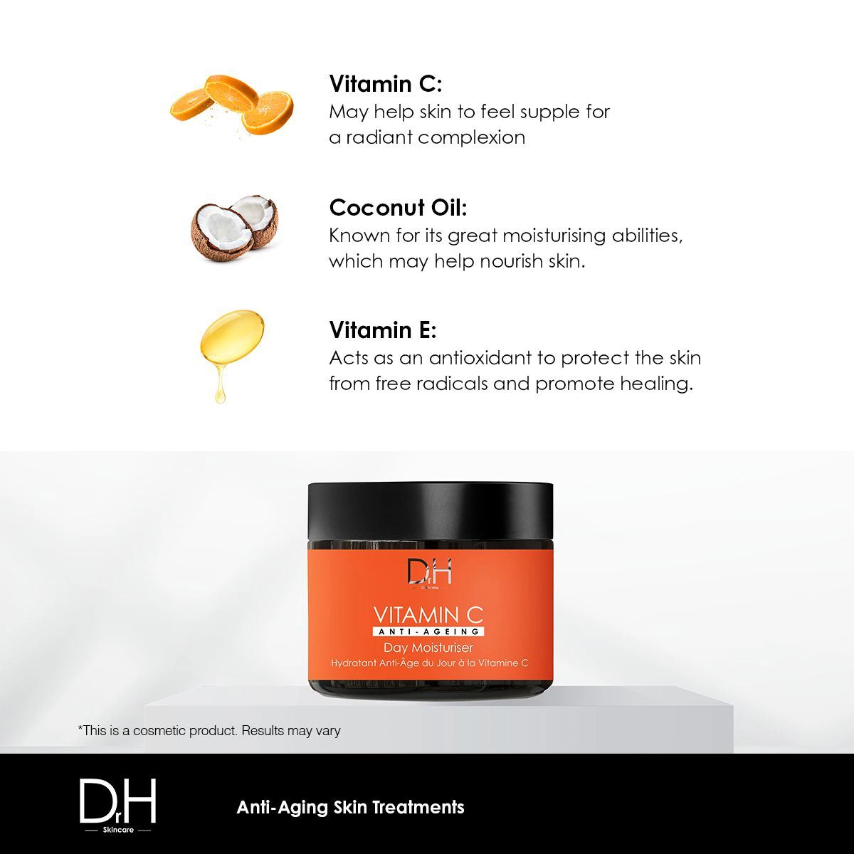 Dr H Vitamin C Anti-Ageing Day Moisturiser 60ml - Brightening, Targets Dark Spots