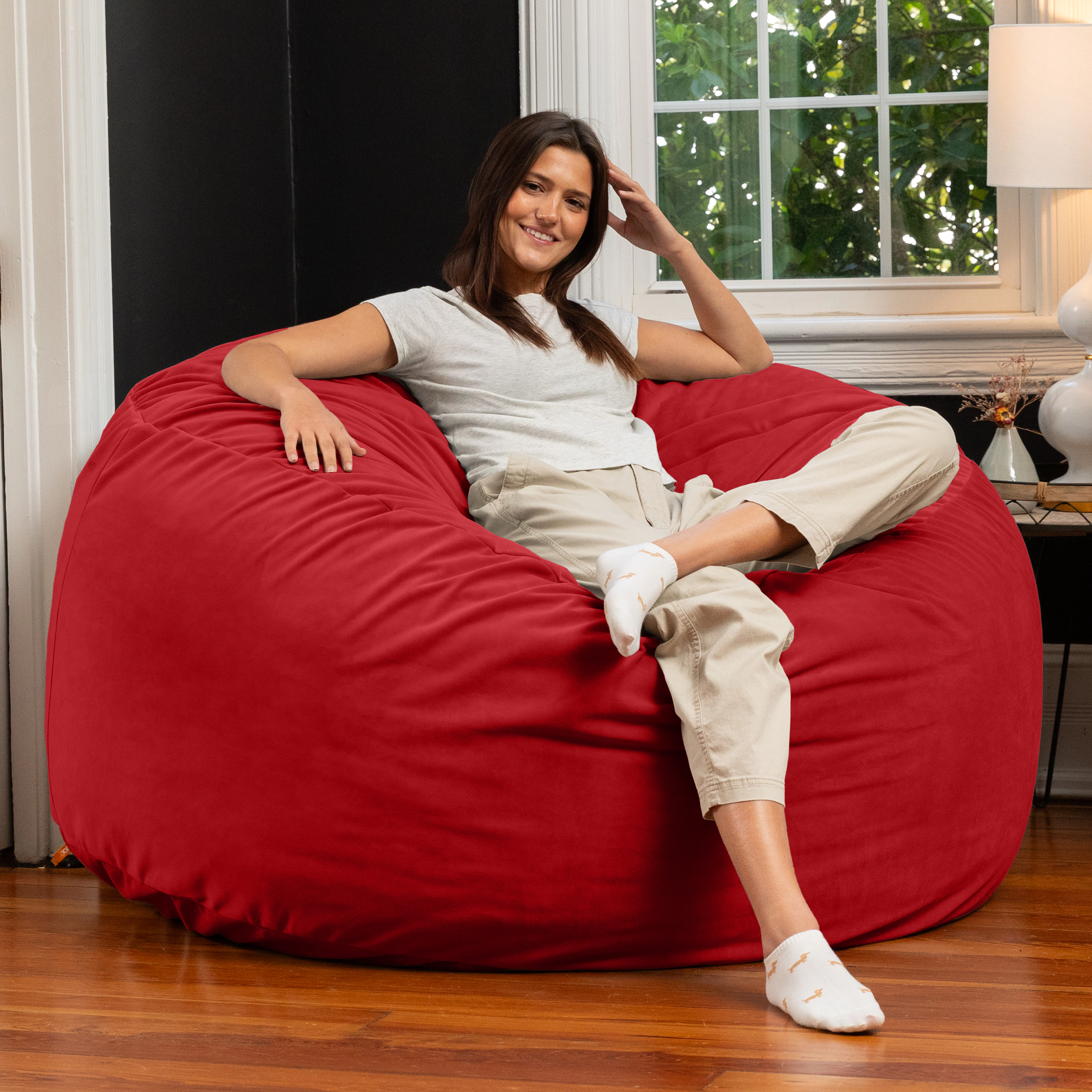 Jaxx 5 Foot Saxx - Large Round Bean Bag Chair for Adults