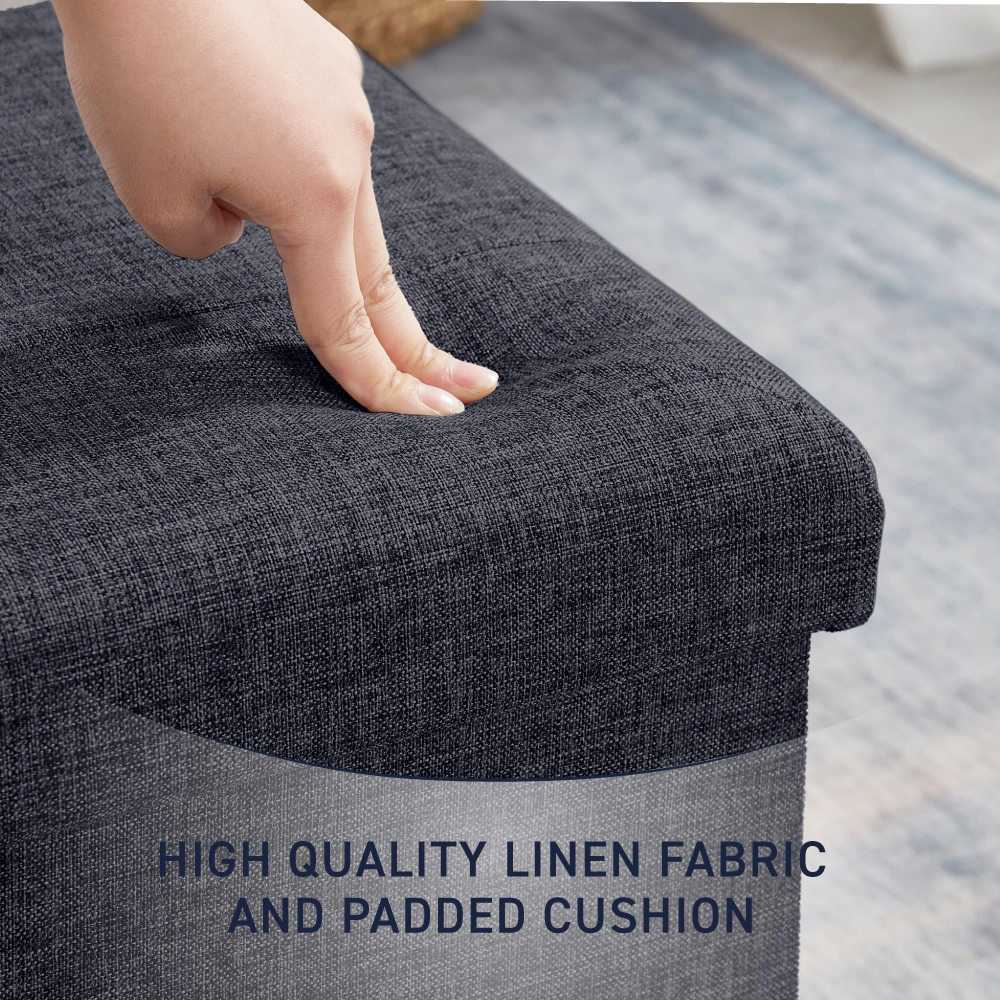 Ornavo Home 15" Collapsible Square Cube Storage Ottoman, Perfect for Dorms, Livingroom and Bedroom