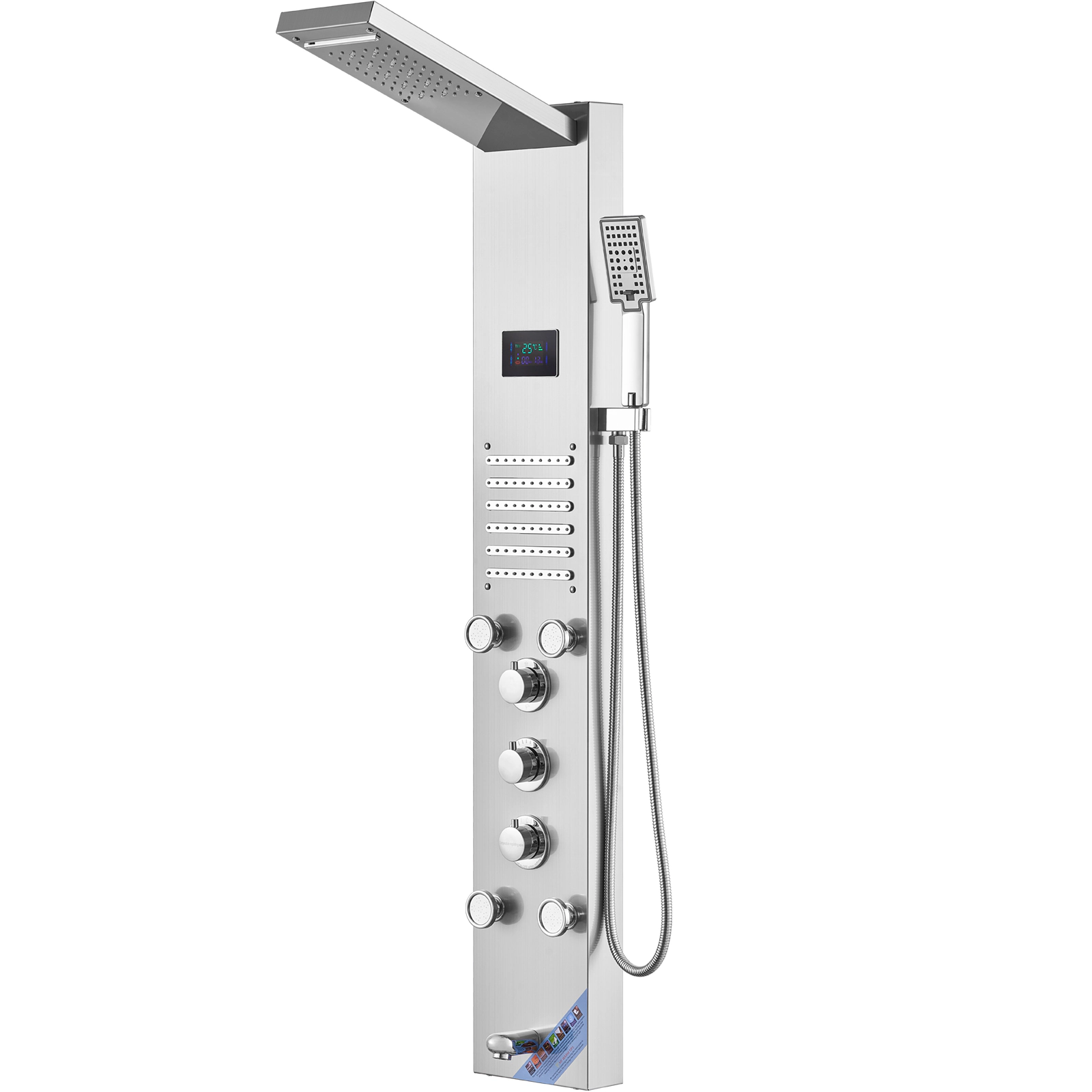 HONGGE 6-Mode LED Shower Tower Panel, Rainfall, Waterfall & 5 Massage Jets
