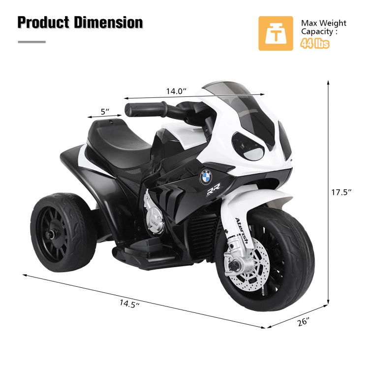 Hivvago 6V Kids 3 Wheels Riding BMW Licensed Electric Motorcycle