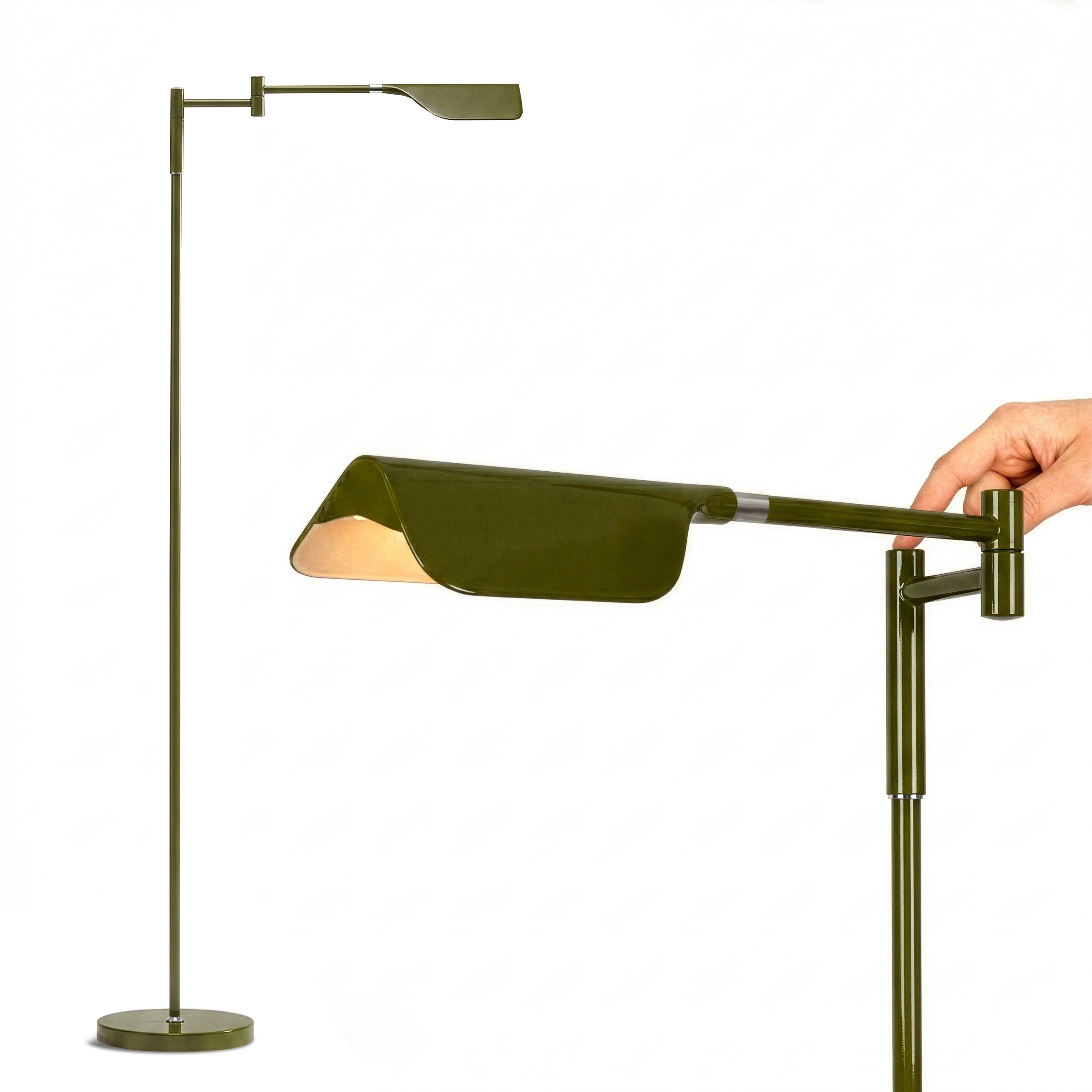 Brightech Leaf 53" Modern Pharmacy Swing Arm Floor Lamp with Adjustable LED Reading Shade