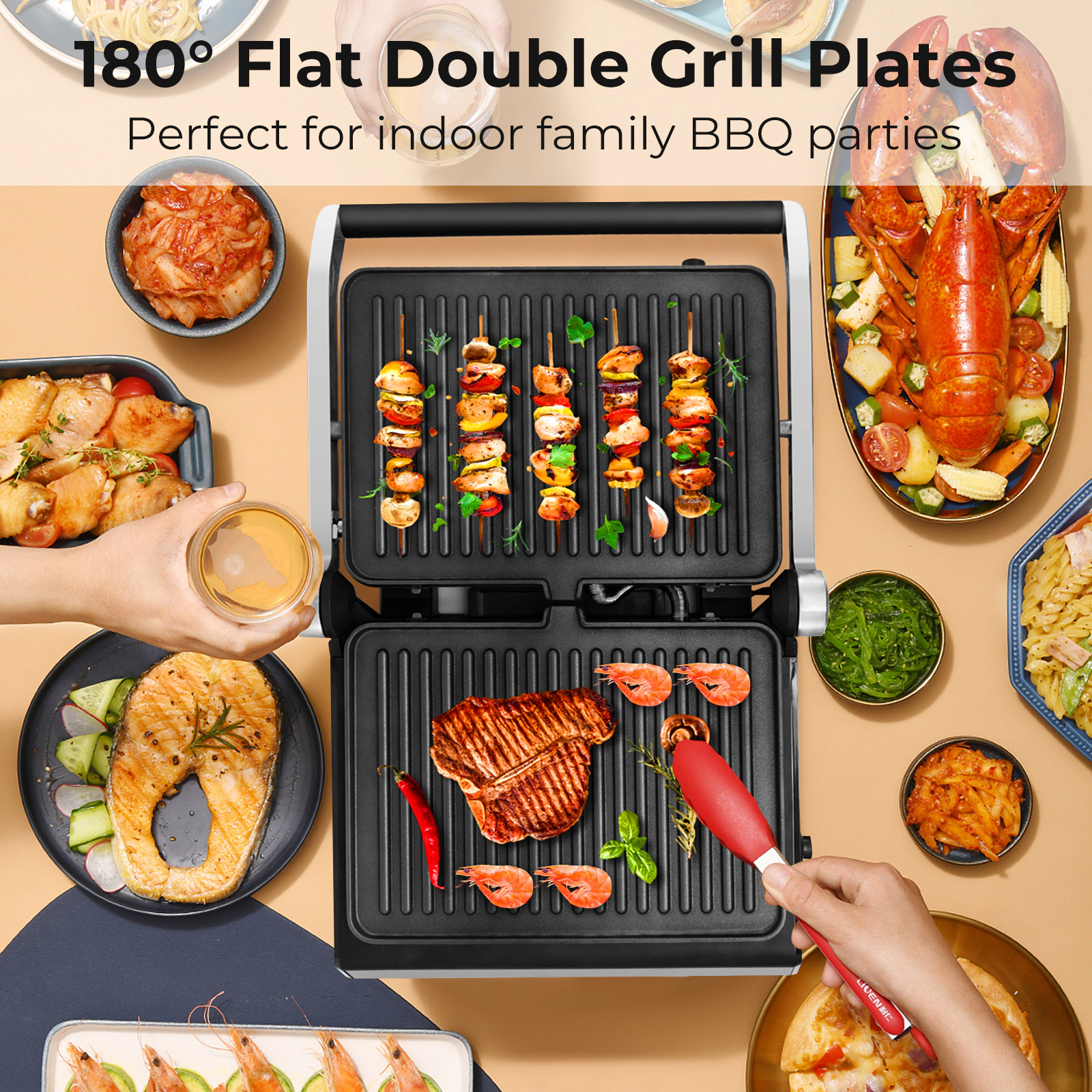 Slickblue 3 in 1 Electric Panini Press Grill with LED Control