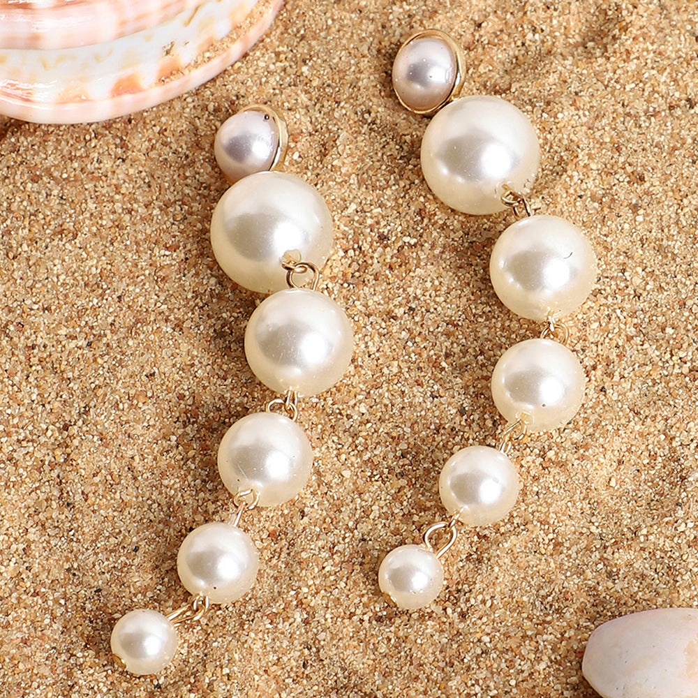 SOHI Women's White Pearl Statement Drop Earrings