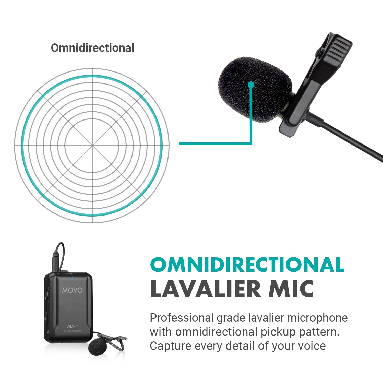 Movo Wireless USB-C Microphone System for Android and iPhone 15 and Up - Professional Lavalier Mic with 2.4GHz