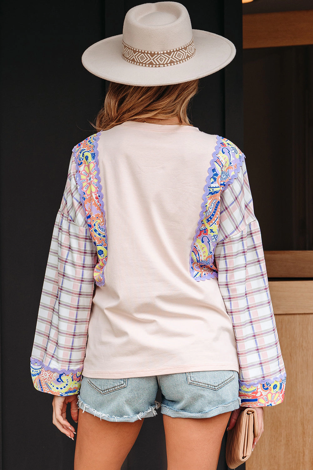 Threaded Pear Women's Margaret Ricrac Trim Floral Blouse