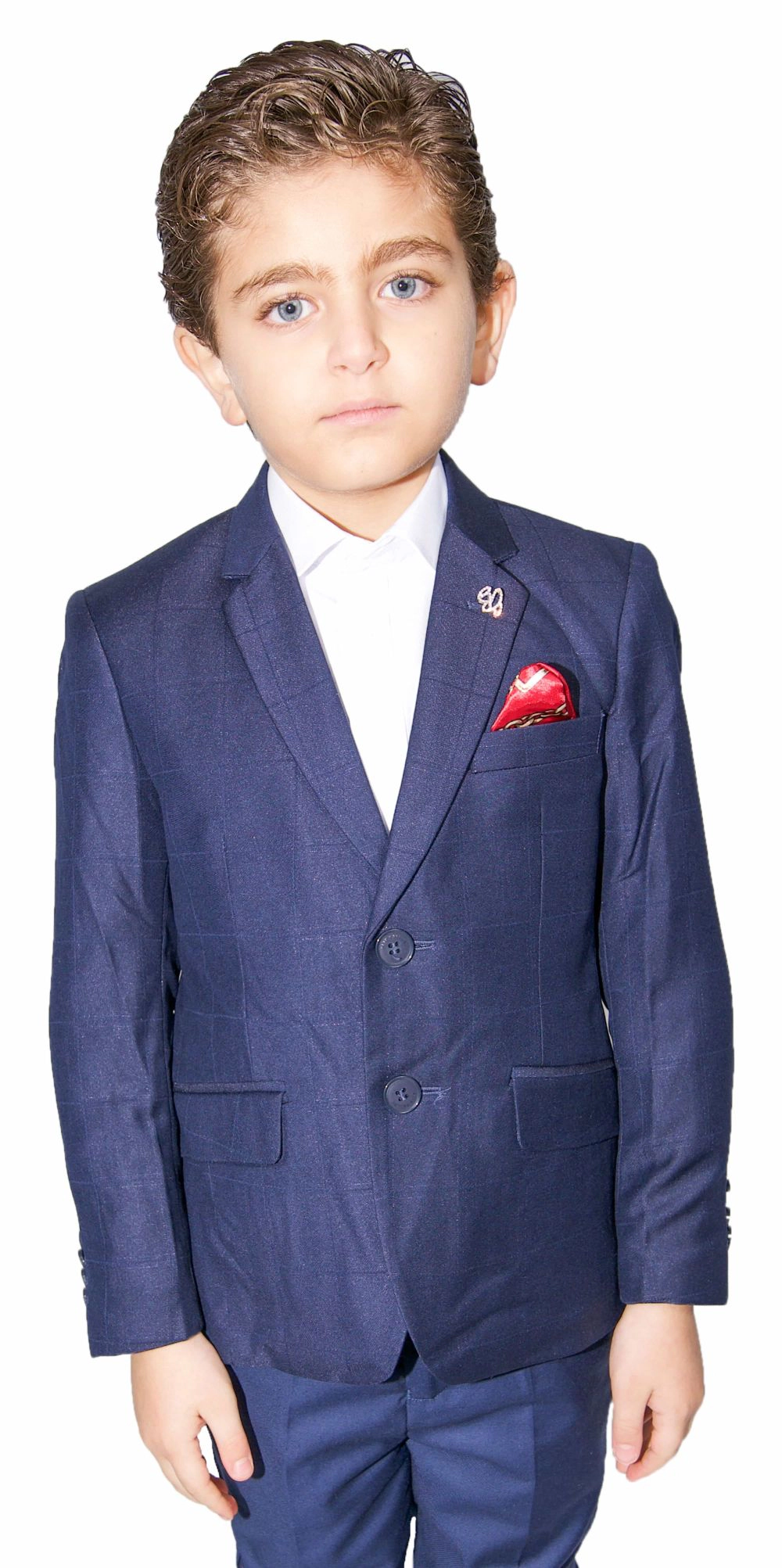 Elie Balleh Boys Slim Fit Windowpane Jacket
