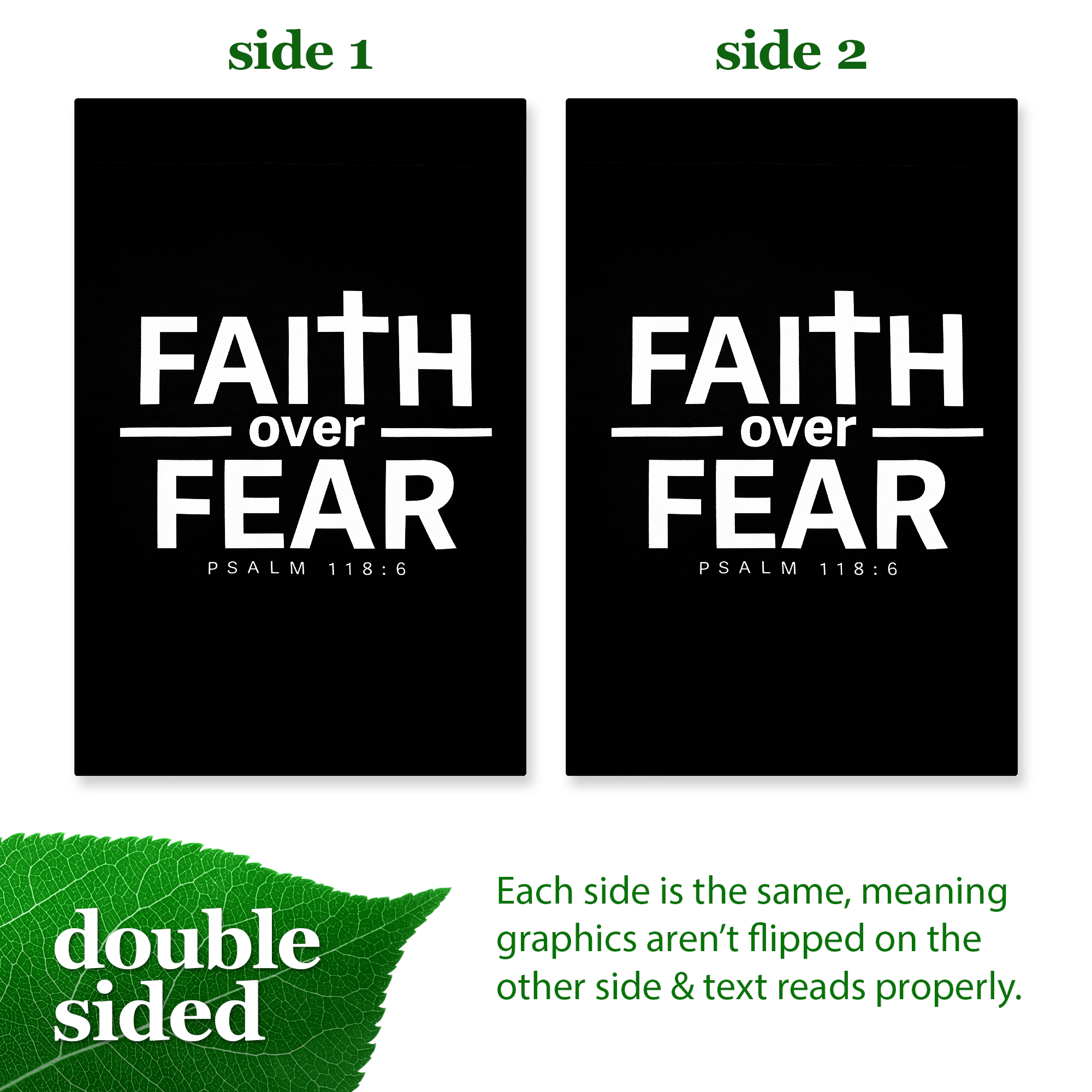 G128 Faith Over Fear Double-Sided Scripture Garden Flag 12x18 inch