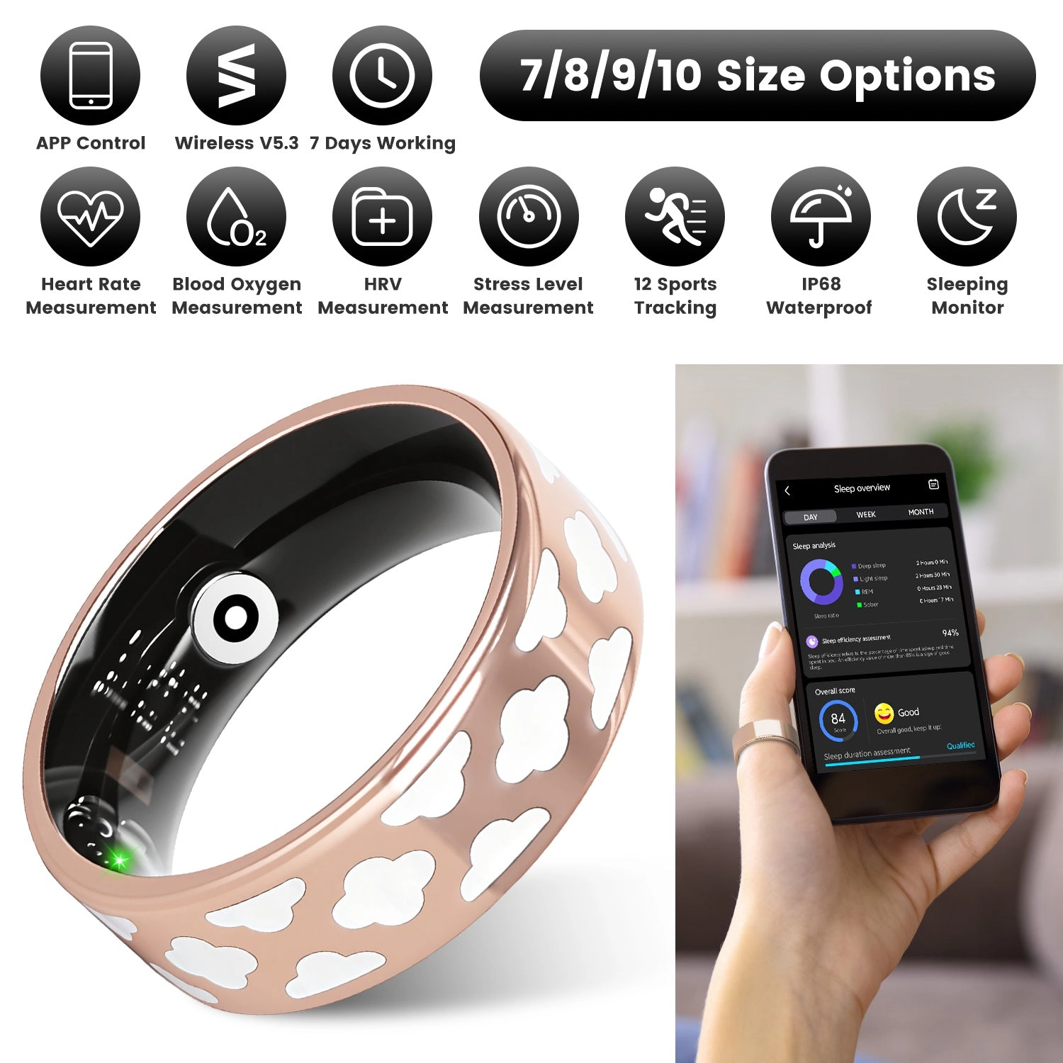 GBruno Titanium Smart Ring Health & Fitness Tracker
