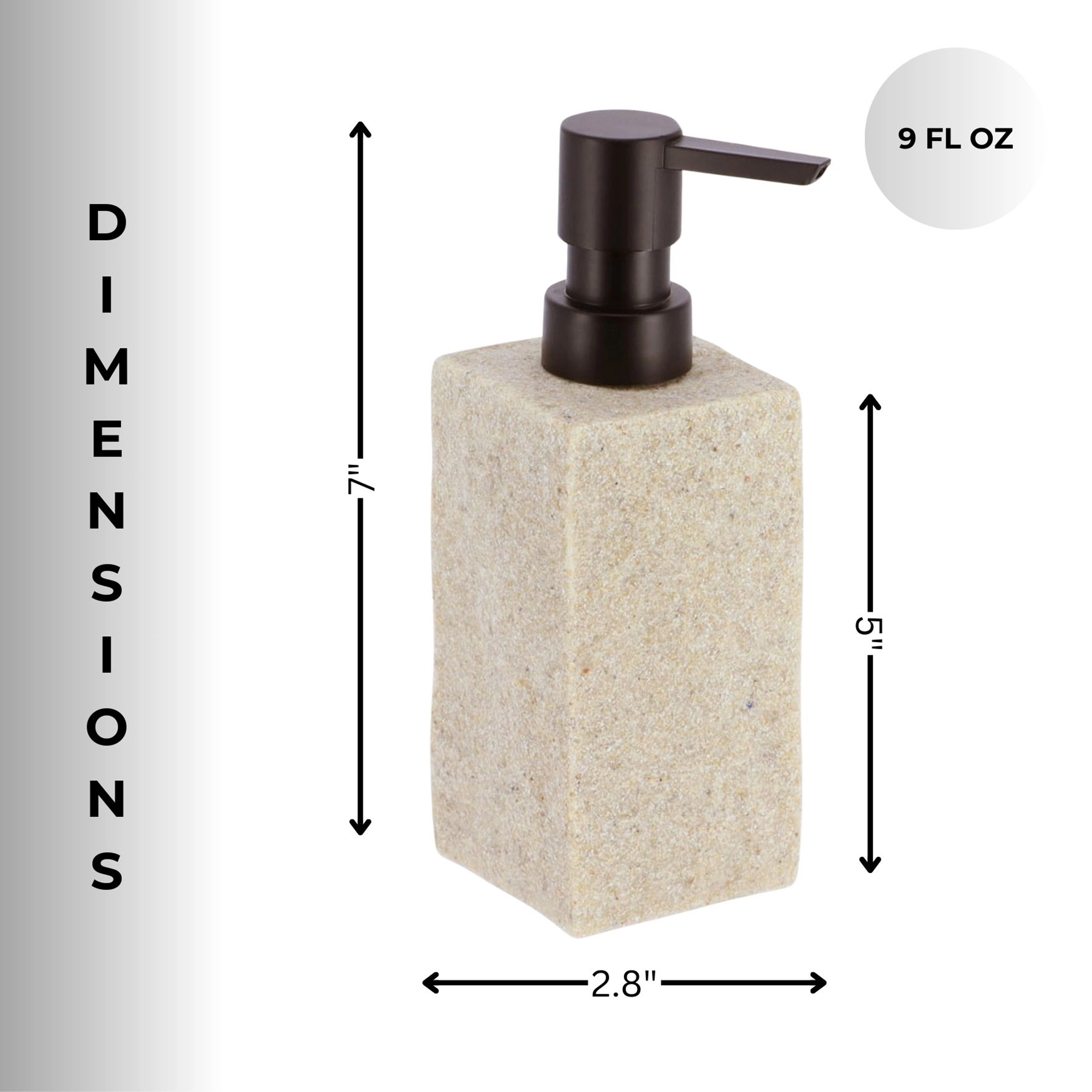 Evideco French Home Goods Stone-Effect Polyresin Soap Dispenser, 260 ml