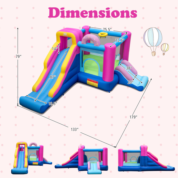 Hivvago Inflatable Bounce House with Slides and Basketball Hoop (without Blower)