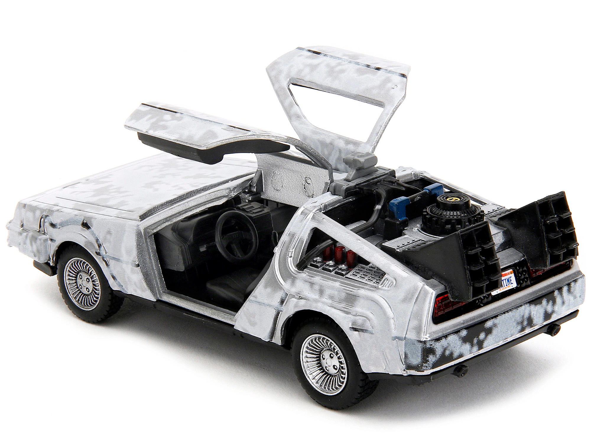 Jada DMC DeLorean Time Machine Brushed Metal (Frost Version) "Back to the Future" (1985) Movie "Hollywood