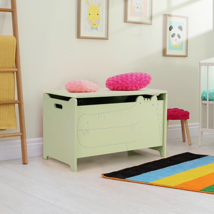 Hivvago Wooden Kids Toy Box with Safety Hinge