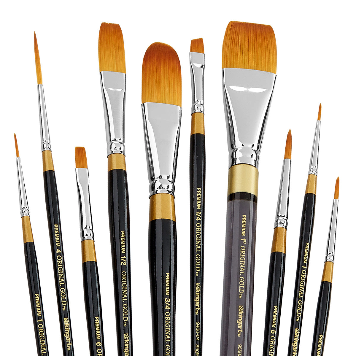 KINGART Original Gold® Golden Taklon 10-Piece Multimedia Brush Set