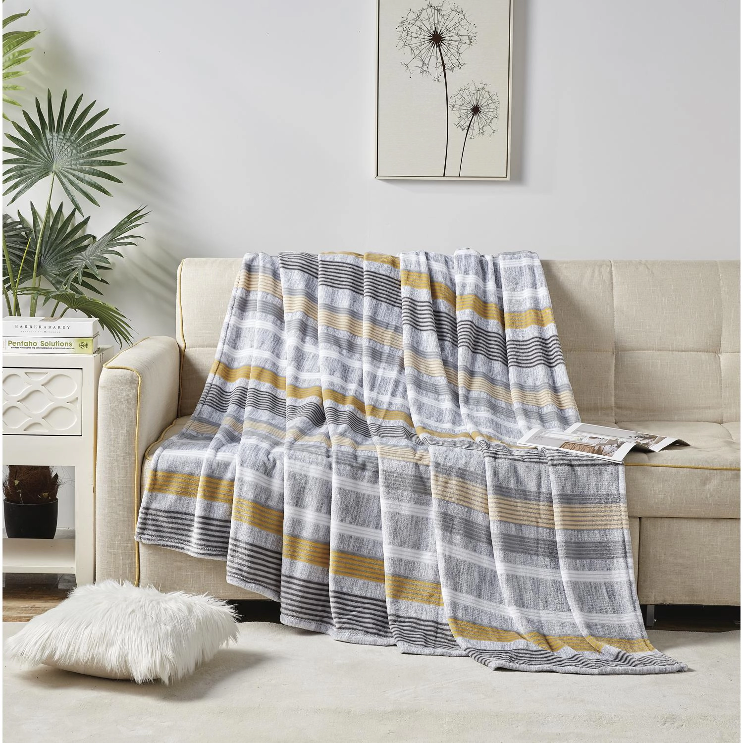 Plazatex Brea Printed Luxurious Ultra Soft Lightweight Bed Blanket 90" x 90" Multicolor