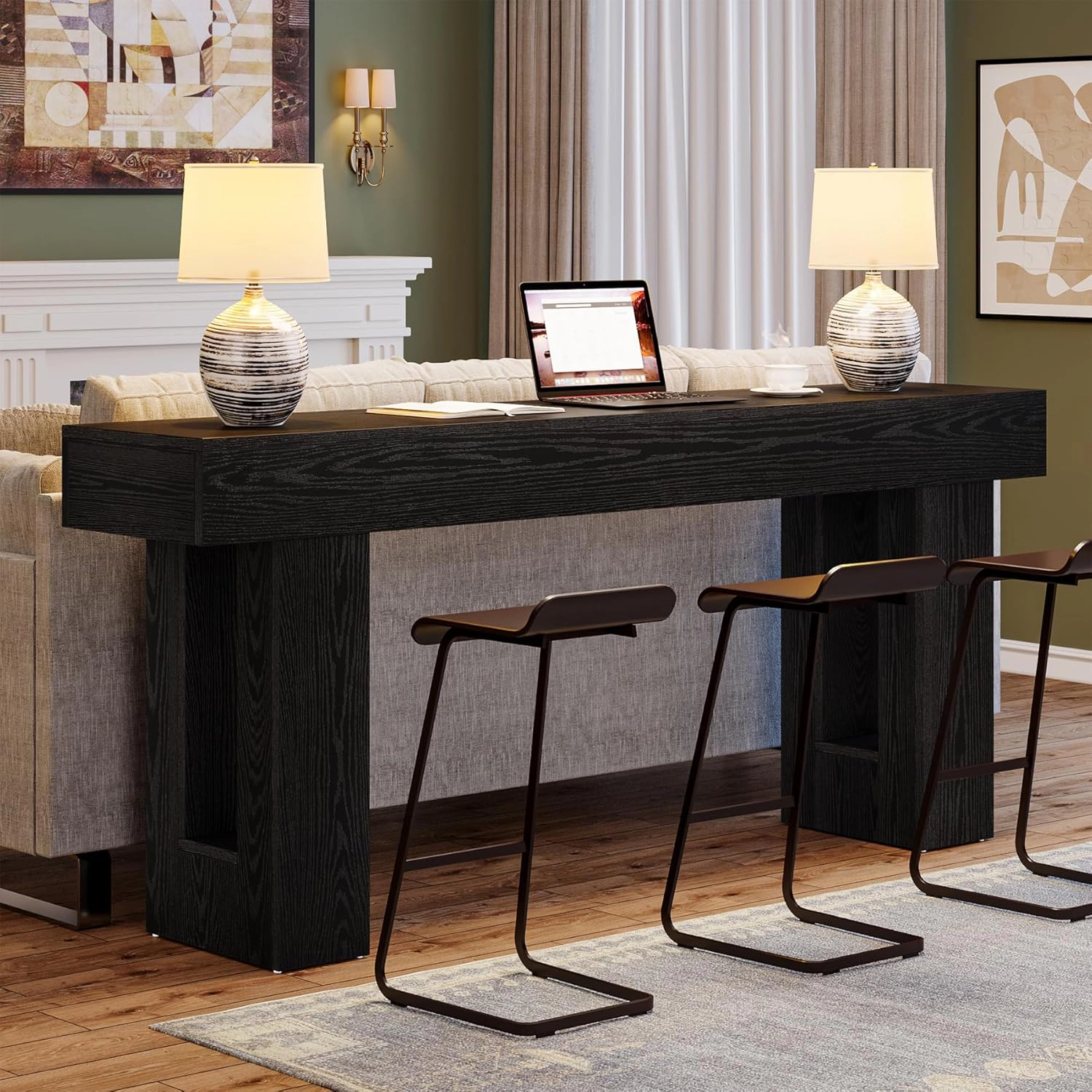 Tribesigns Wooden Sofa Table, 63-Inch Modern Console Table For Living Room