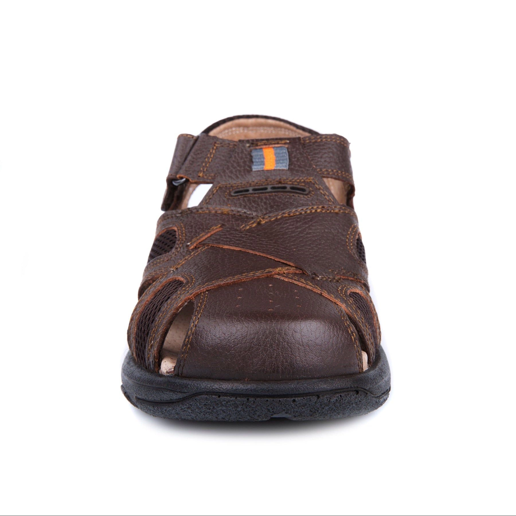 Ferrato Mens Leather Sandals - Hook and Loop Rubber Sole
