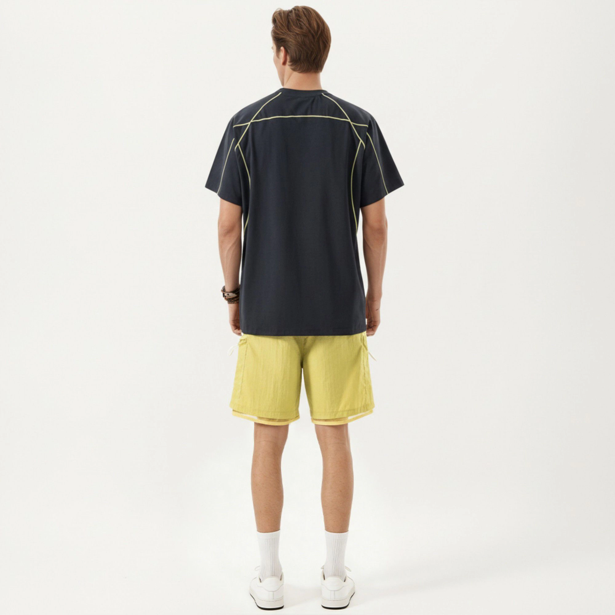 Alilang Men's Short Sleeve Athletic T-Shirt with Contrast Seam Detail Crew Neck Breathable Lightweight Fabric