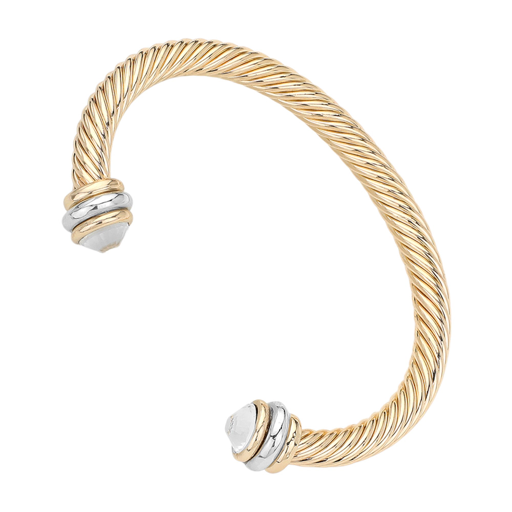 FASHNZFAB Stone Tip Twisted Rope Cuff Bracelet