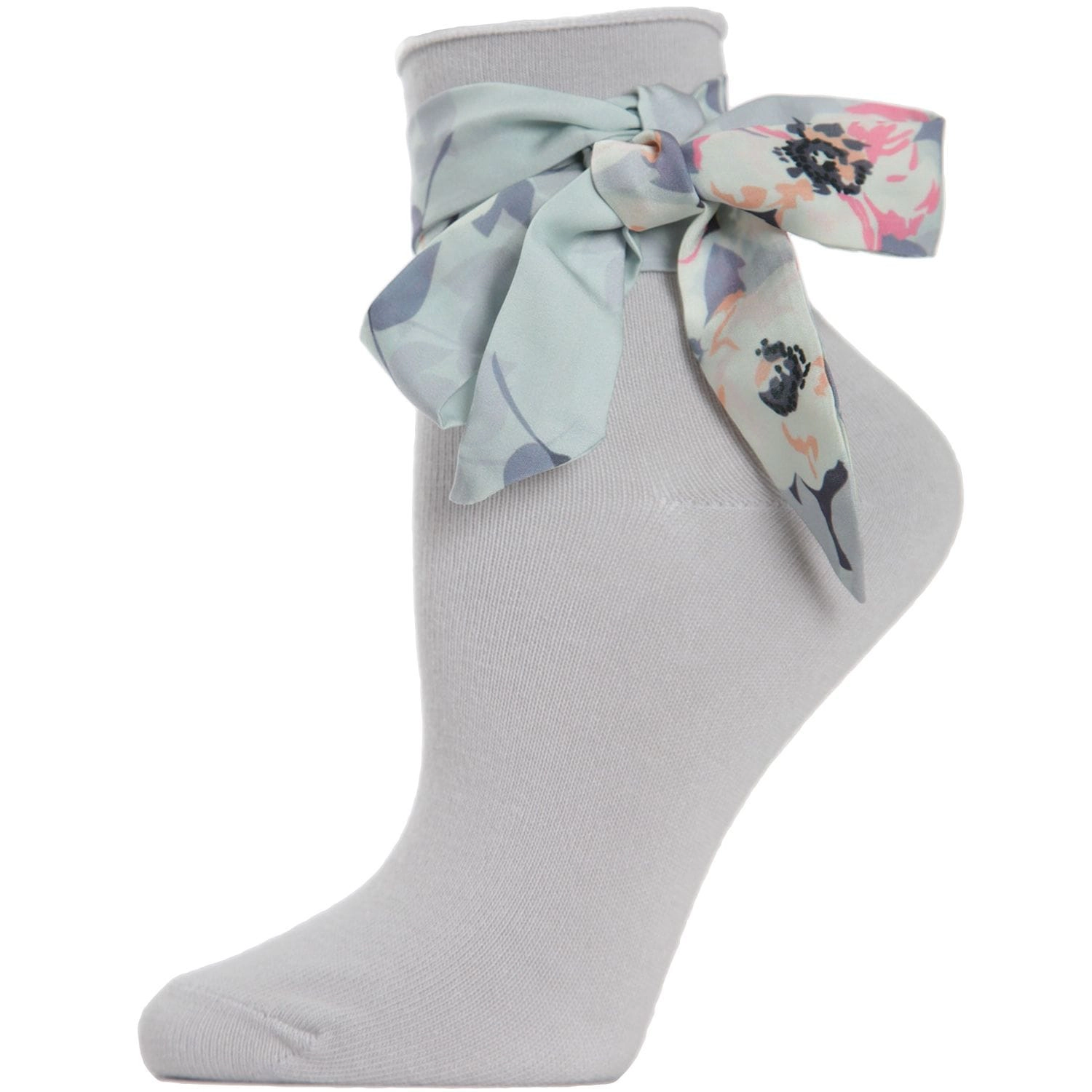Memoi Women's Bonny Floral Ribbon Cotton Blend Anklet Sock