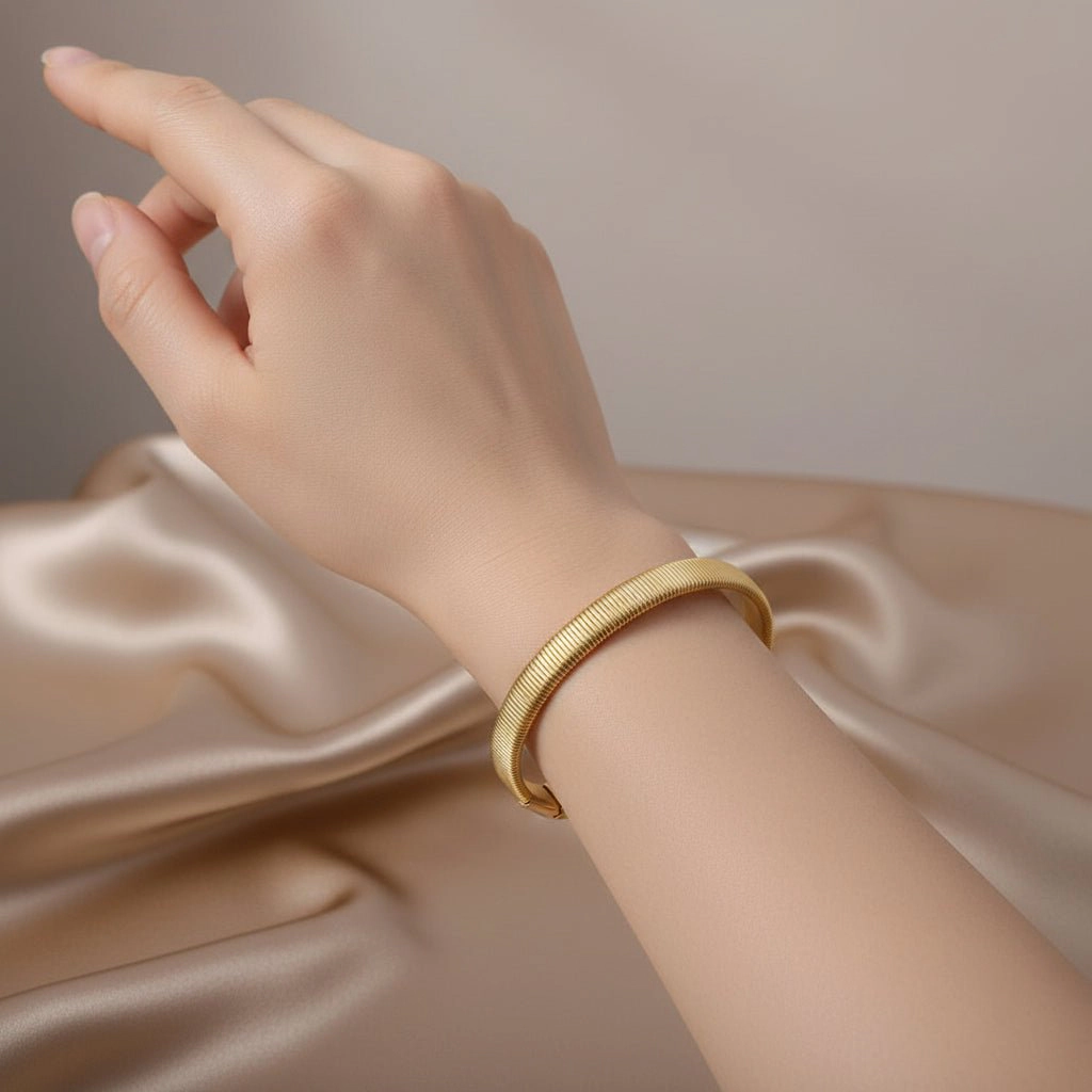 DressAtR Women's Braided Gold Plated Bangle Bracelet