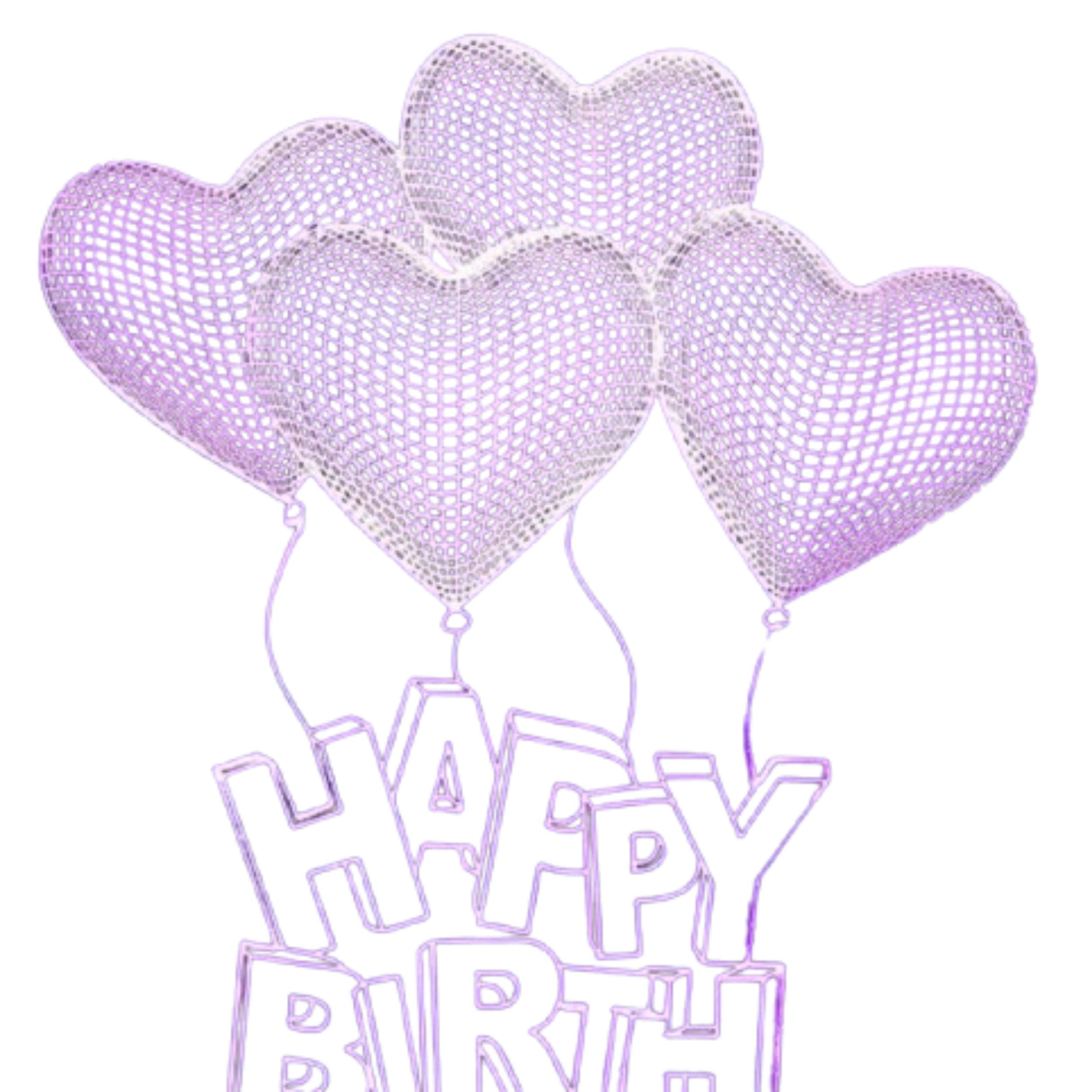 Home Collection 3D Happy Birthday LED Night Light, 7-Color Changing