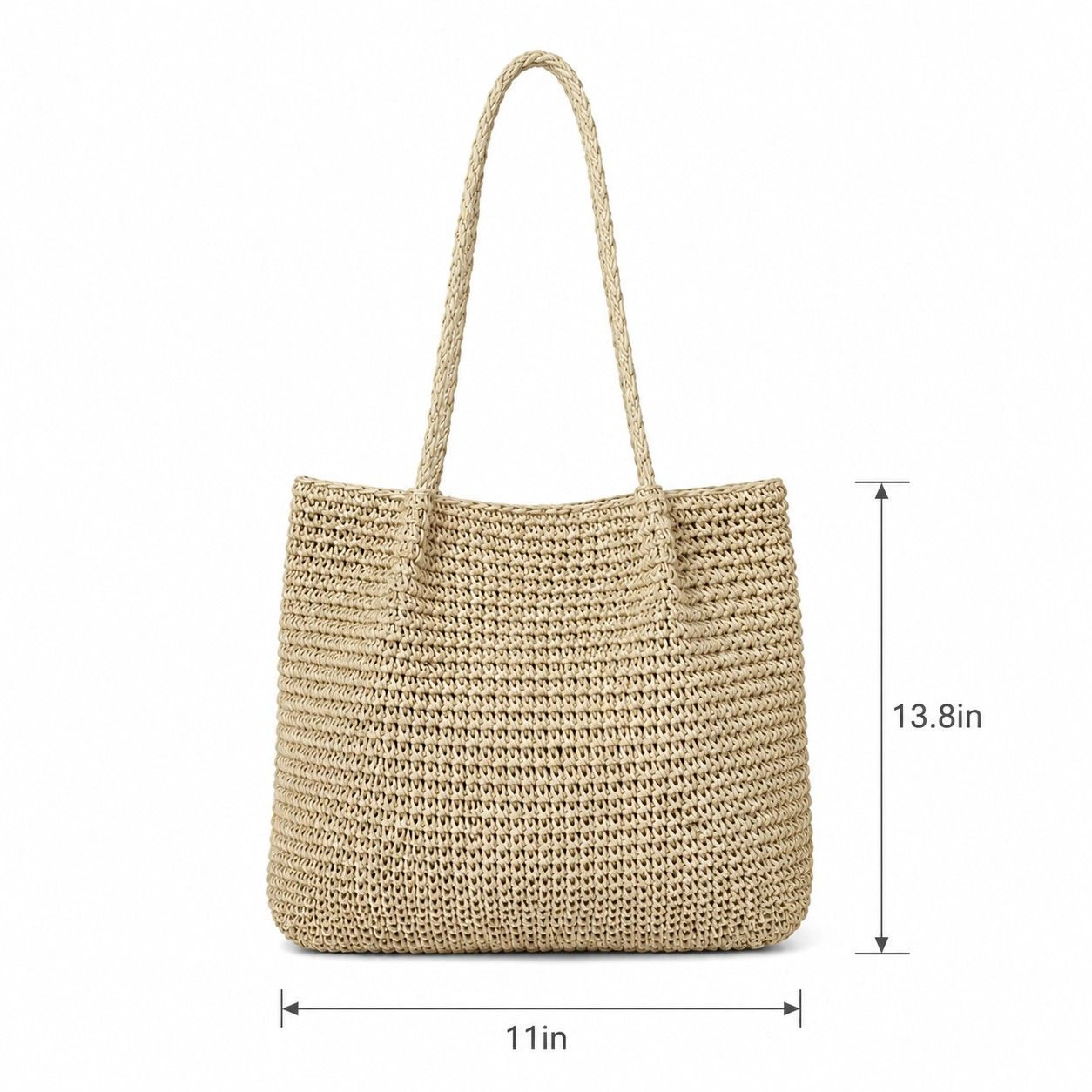 Alilang Women's Soft Woven Shoulder Tote Bag with Zip Top and Double Handles, Beige