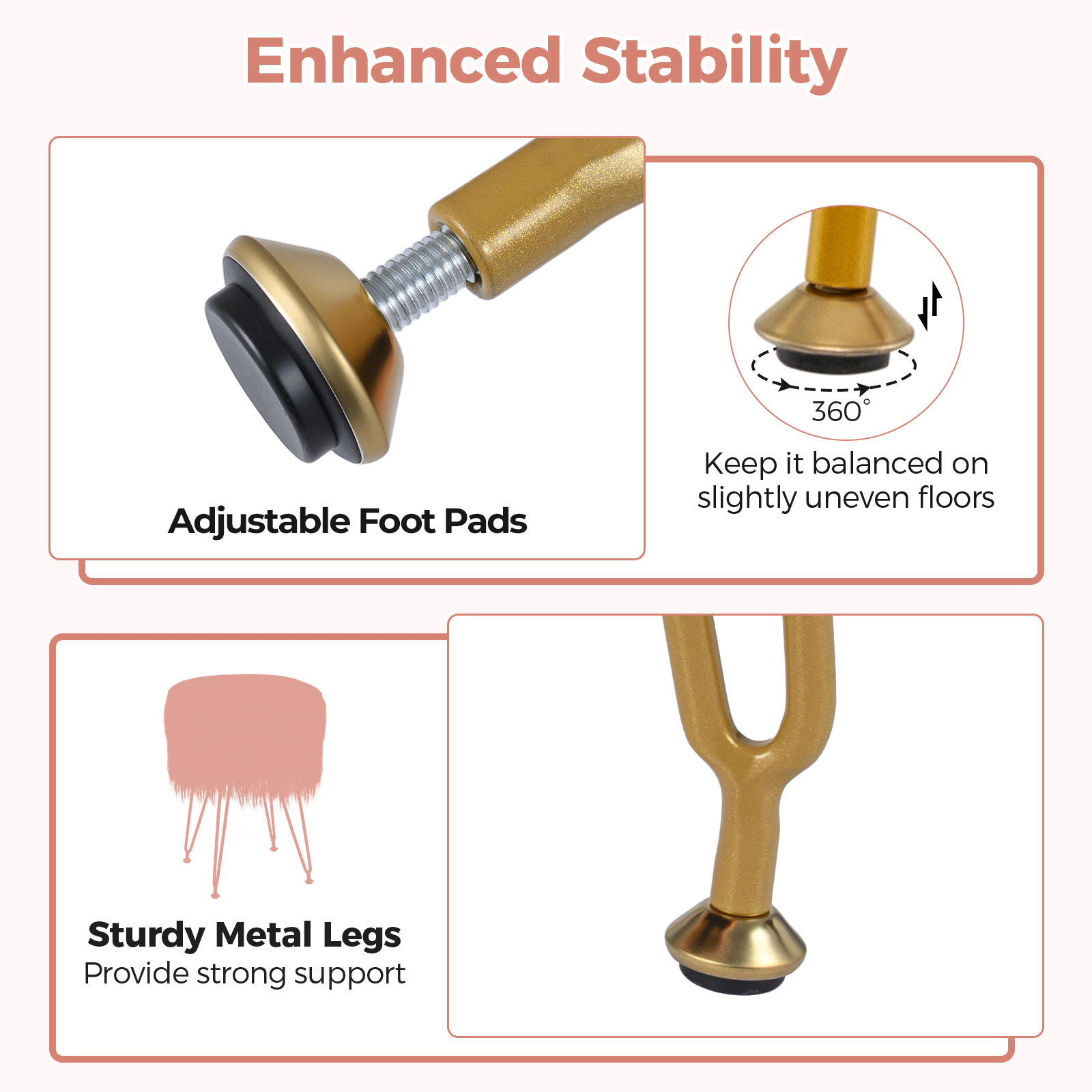 Hivvago Bedroom Vanity Stool with Metal Legs