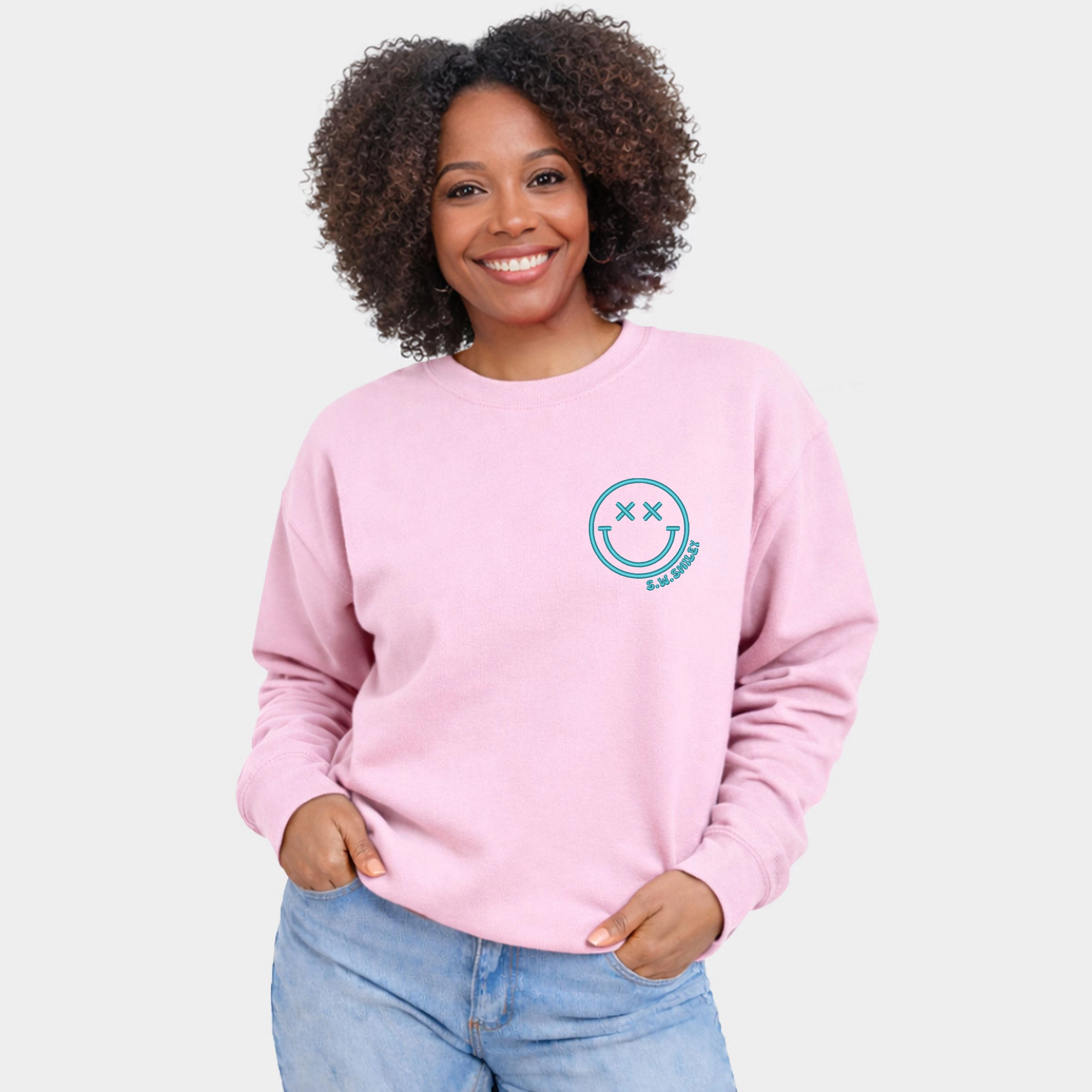 Simply Sage Market - S.W.Smiley Embroidered Simple Wink Bold  Women's Graphic Sweatshirt
