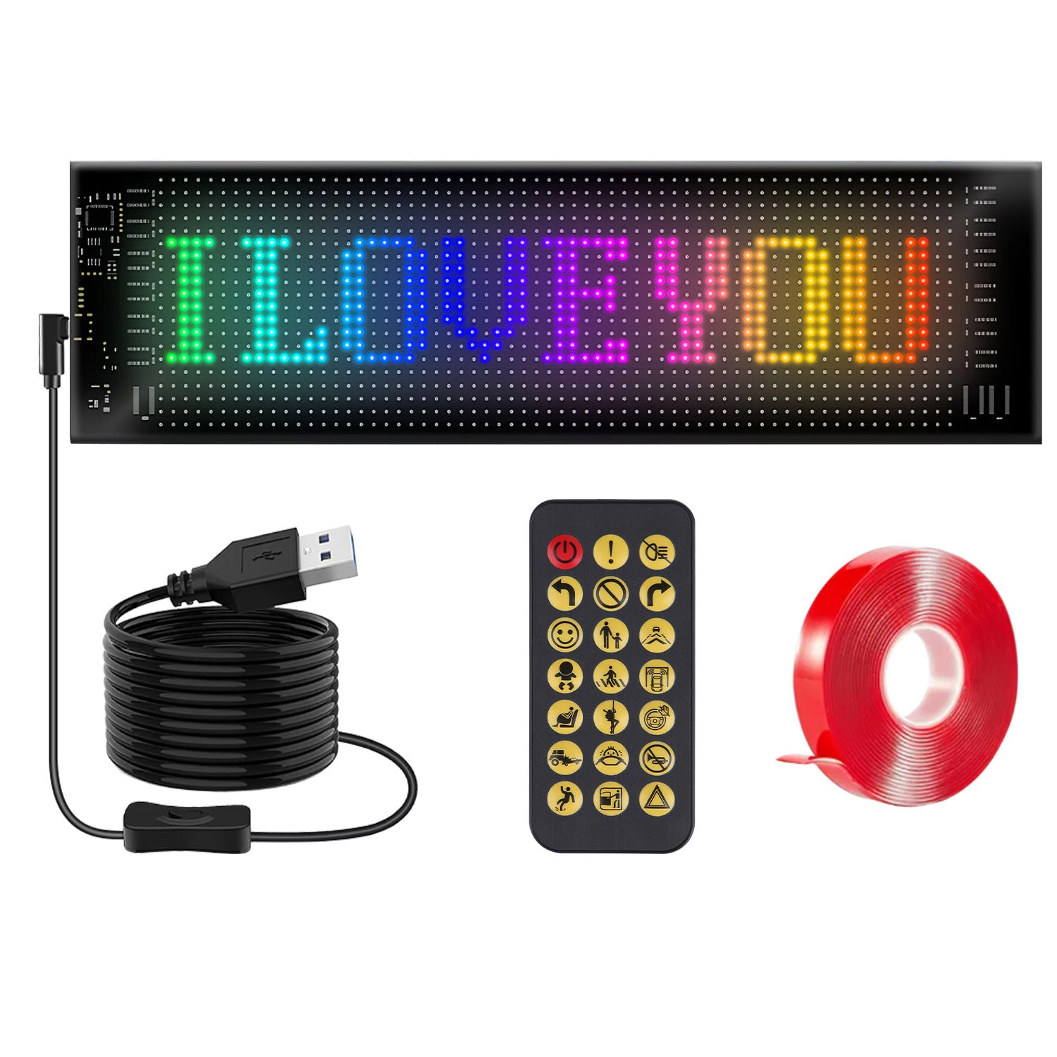 GBruno 2-Pack Programmable LED Car Matrix Sign 35 CM