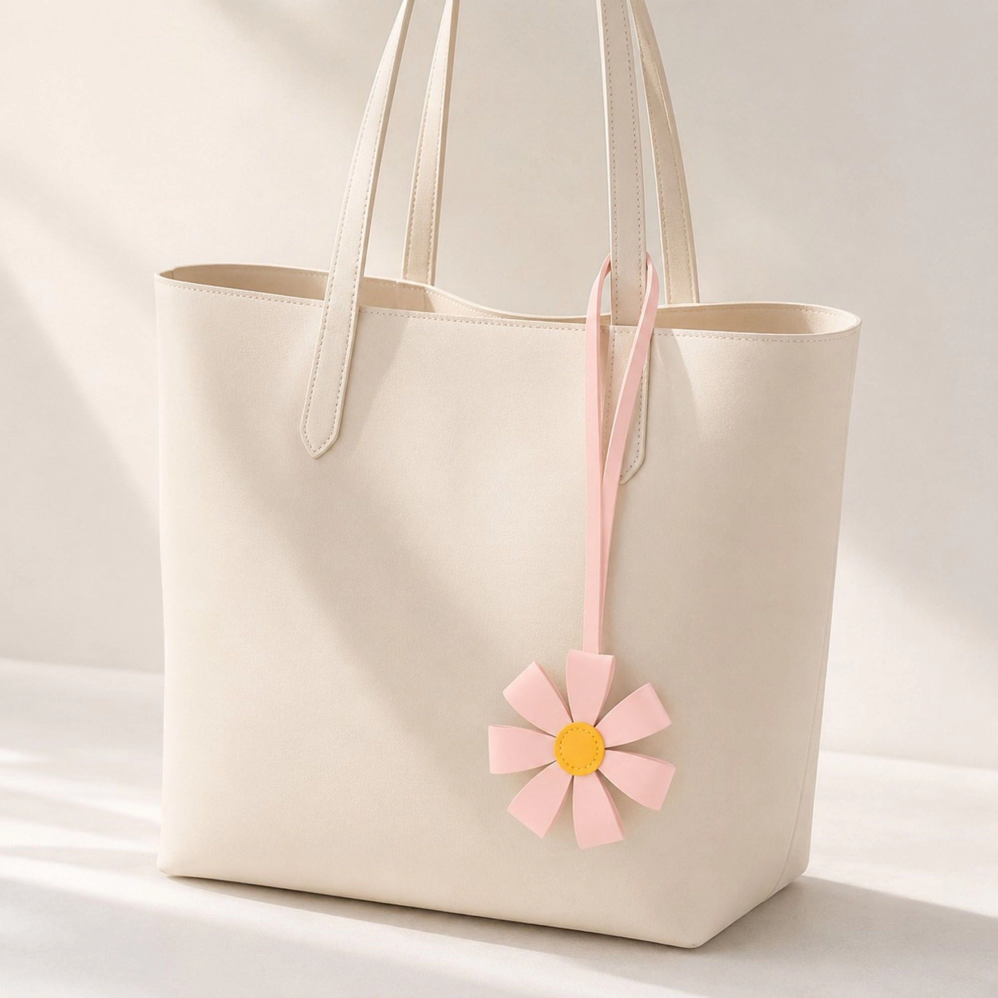 Alilang Women's Pink Faux Leather Flower Bag Charm Purse Accessory with Loop Strap