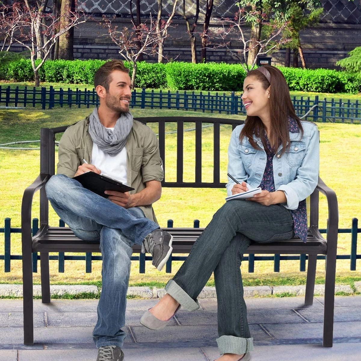 Hivvago 50 Inch Patio Garden Bench Loveseats For Outdoor