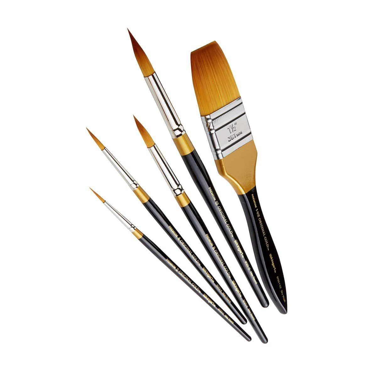 KINGART® Original Gold® Golden Taklon 5-Piece Multimedia Brush Set