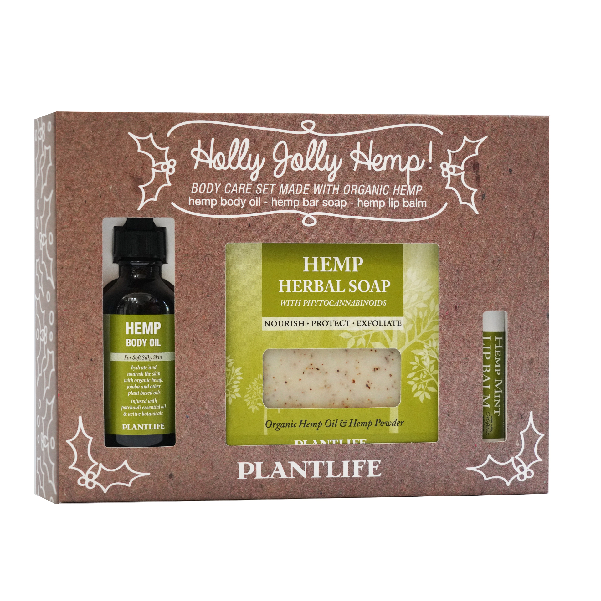 Plantlife Holly Jolly Hemp Body Care Gift Set