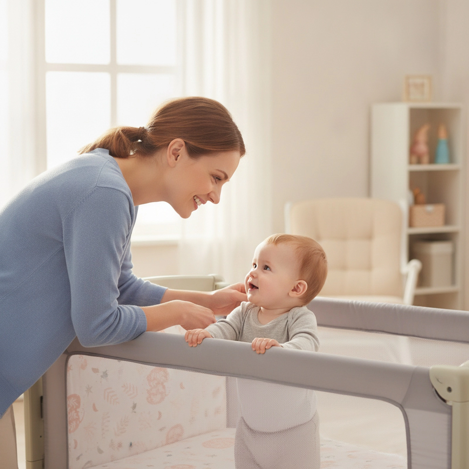 59-in Vertical Lifting Bed Rail for Toddlers with Double Child Lock 4 Height Settings Gap-Free Mattress Fit Gray