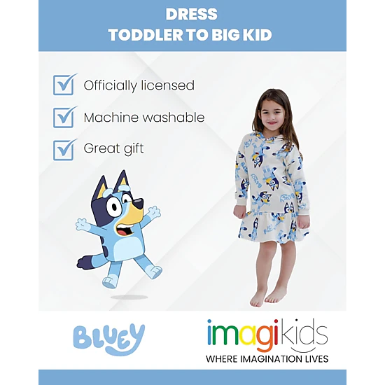 Bluey Girls' Fleece Hooded Dress