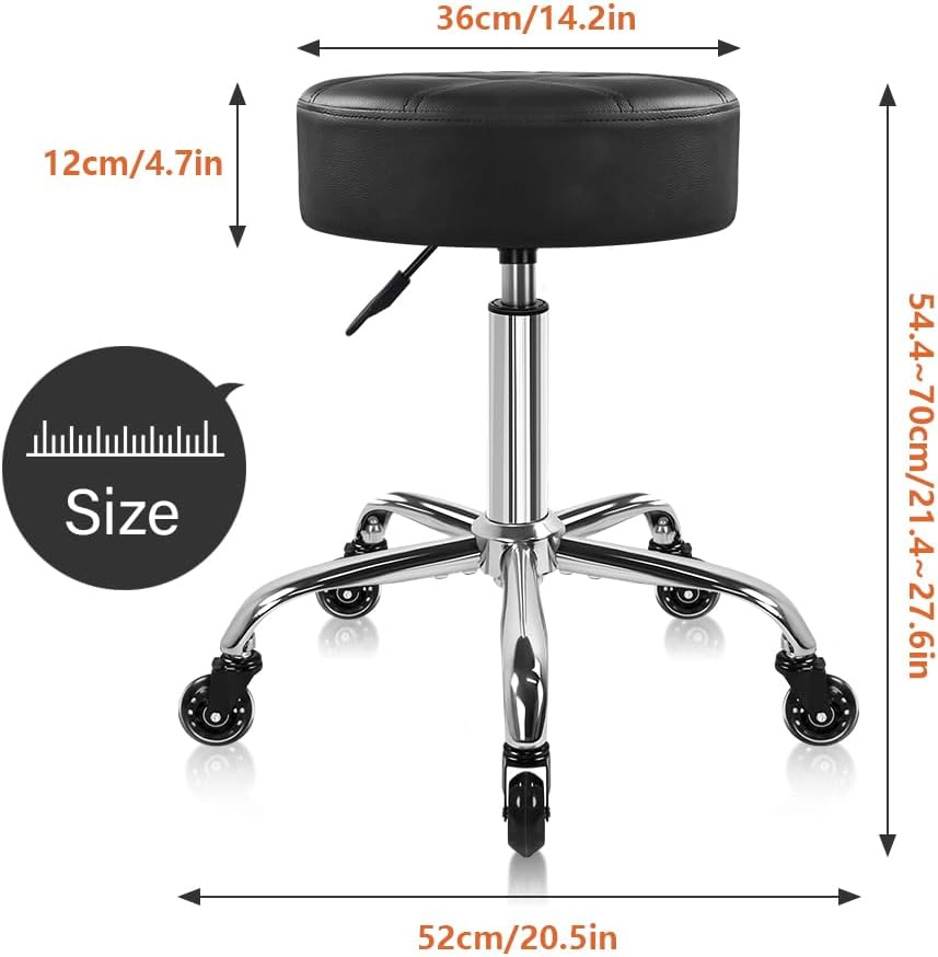 KKTONER Fashion Nine-Grid Salon Stool with Wheels 3.15-inch Thick Cushion Height Adjustable Swivel Stool Chair Smooth Gl